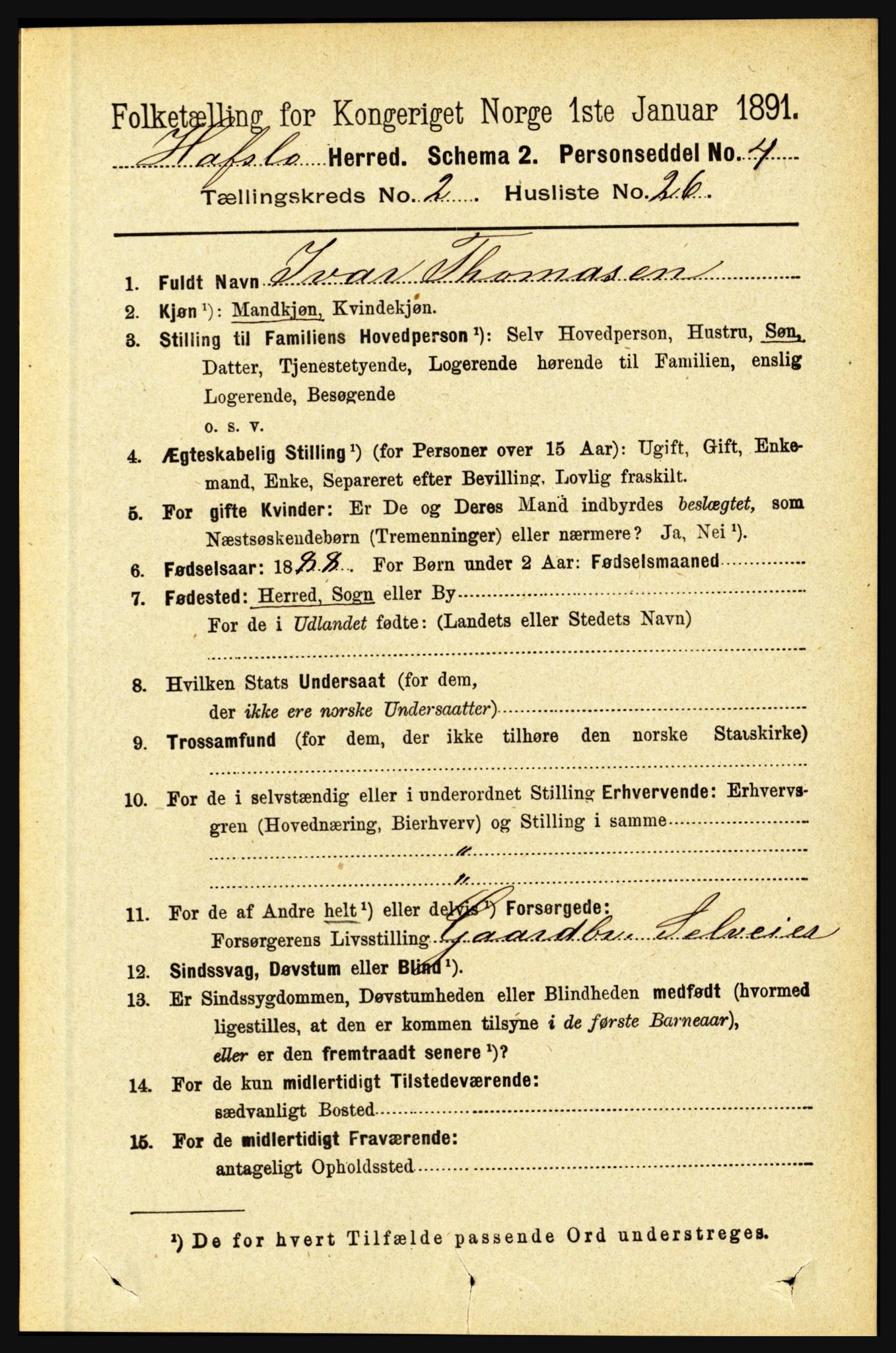 RA, 1891 census for 1425 Hafslo, 1891, p. 667