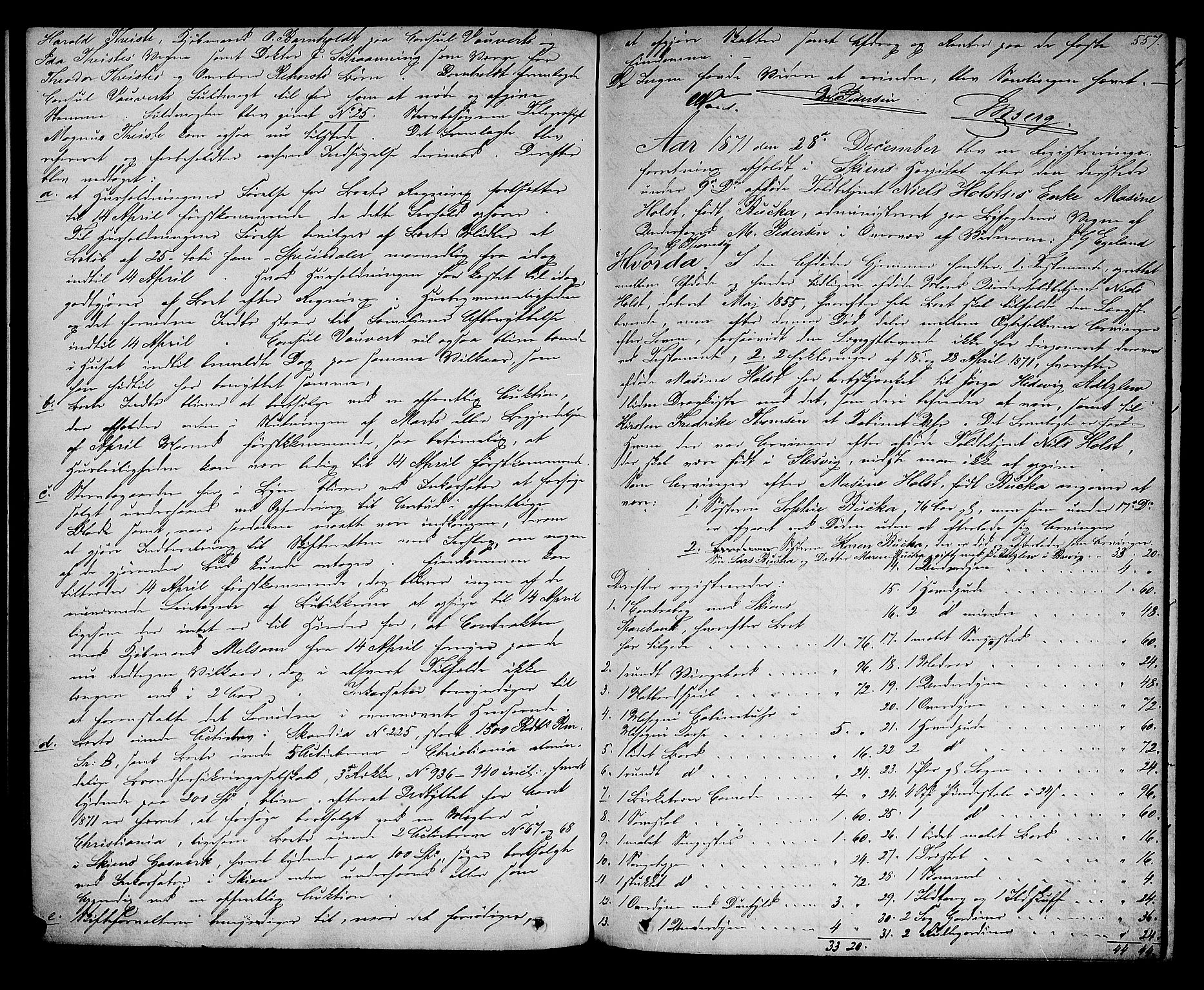 Skien byfogd, AV/SAKO-A-219/H/Hd/L0010: Skifteforhandlingsprotokoll, 1862-1880, p. 556-557
