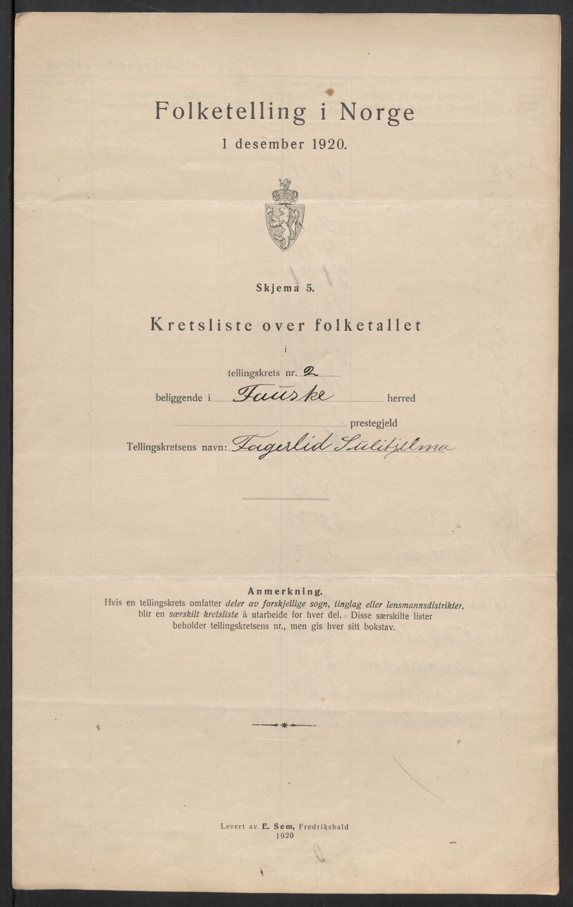 SAT, 1920 census for Fauske, 1920, p. 9