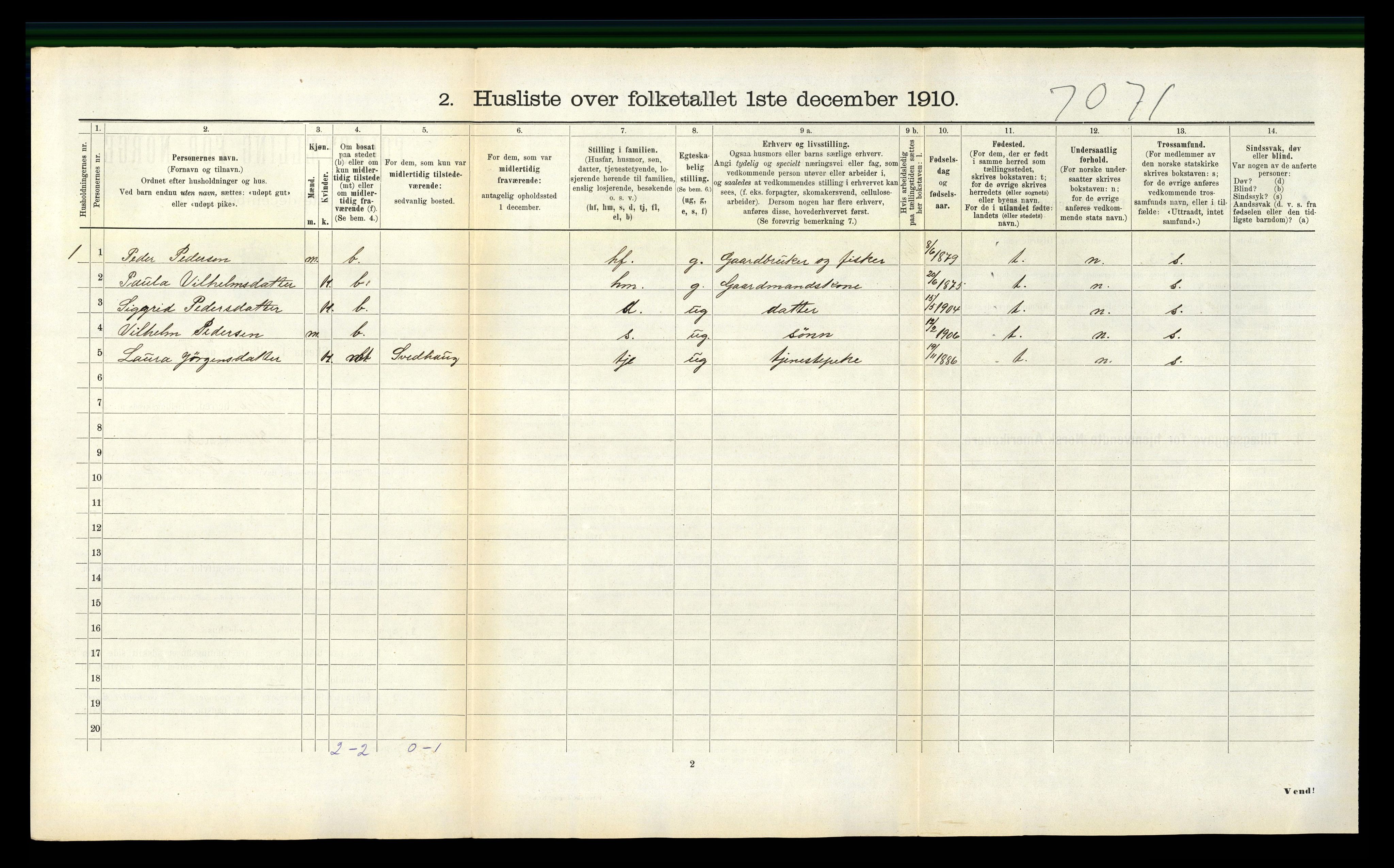 RA, 1910 census for Selje, 1910, p. 401