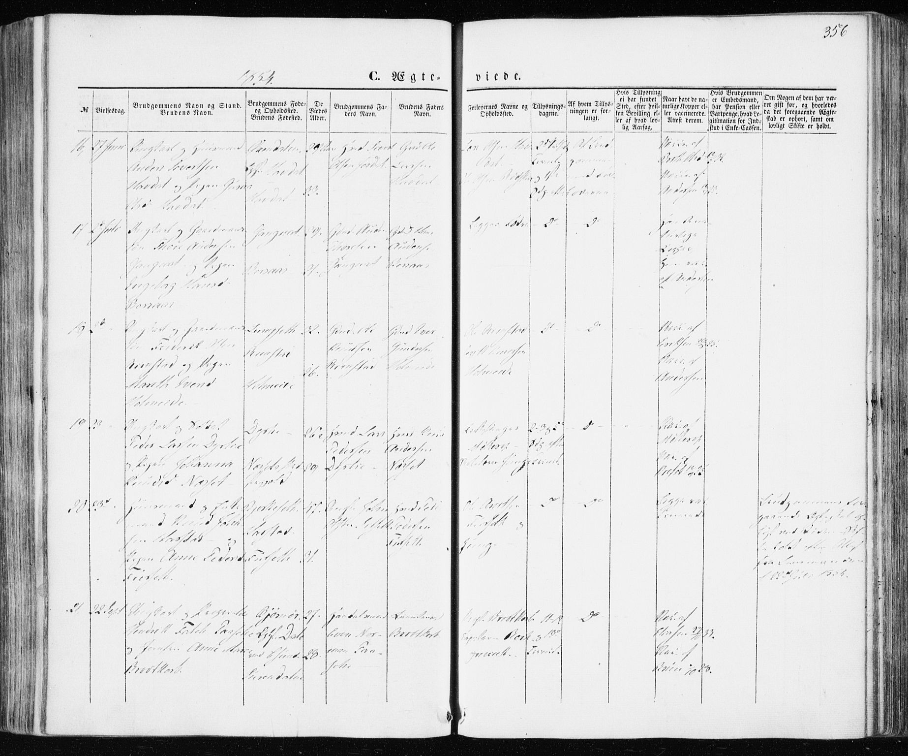 Ministerialprotokoller, klokkerbøker og fødselsregistre - Møre og Romsdal, AV/SAT-A-1454/586/L0984: Parish register (official) no. 586A10, 1844-1856, p. 356