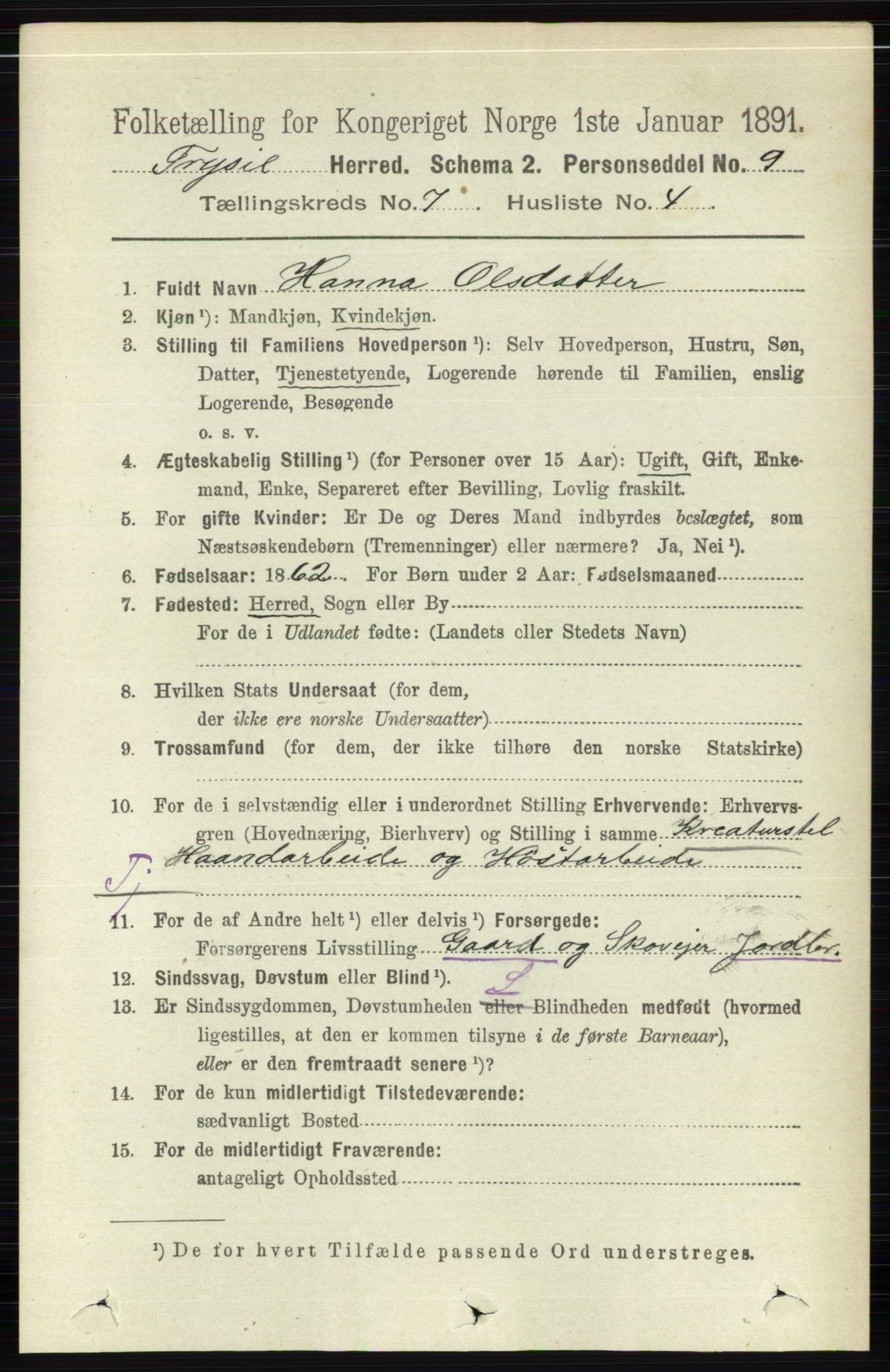 RA, 1891 census for 0428 Trysil, 1891, p. 3164