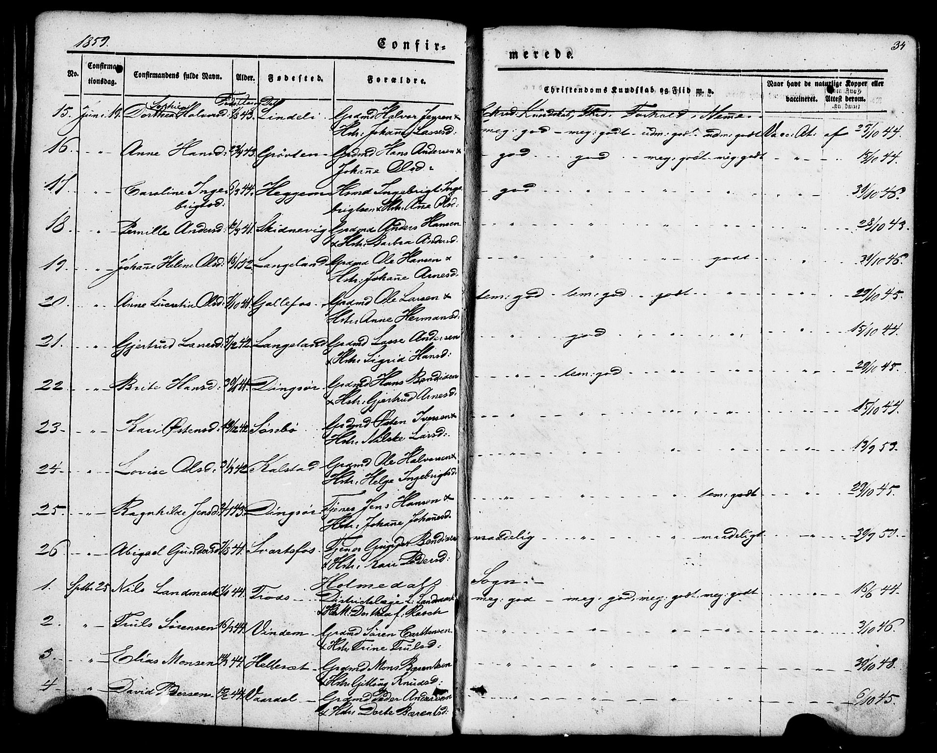 Fjaler sokneprestembete, AV/SAB-A-79801/H/Haa/Haaa/L0008: Parish register (official) no. A 8, 1850-1886, p. 34