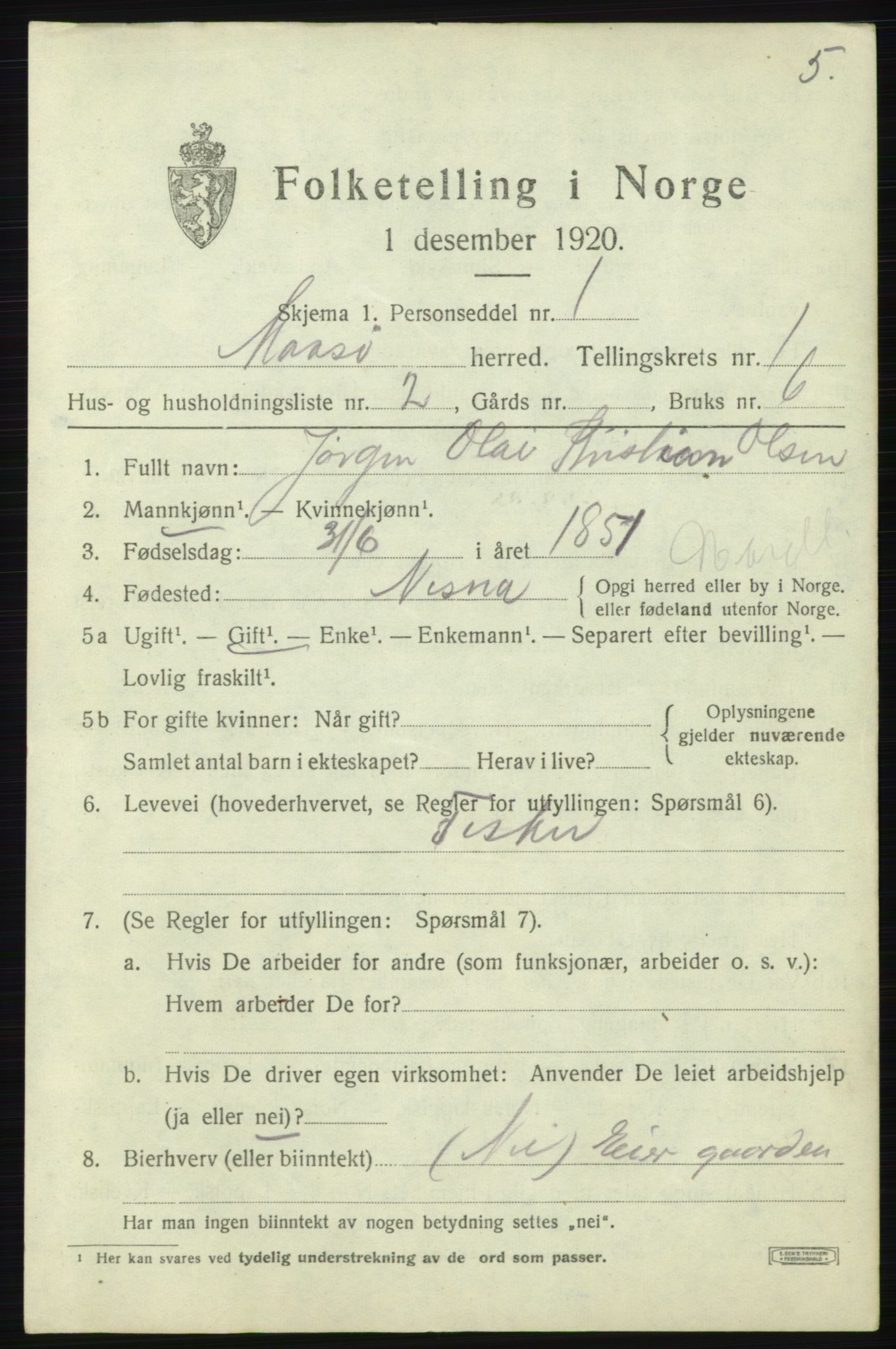 SATØ, 1920 census for Måsøy, 1920, p. 862