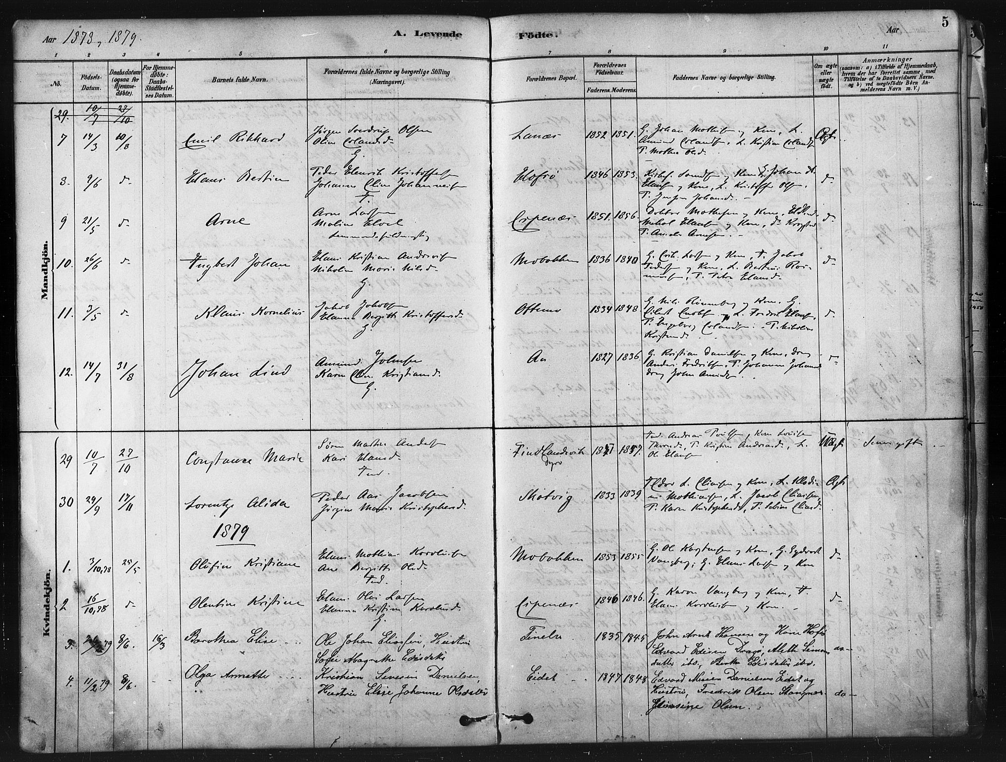 Tranøy sokneprestkontor, SATØ/S-1313/I/Ia/Iaa/L0009kirke: Parish register (official) no. 9, 1878-1904, p. 5