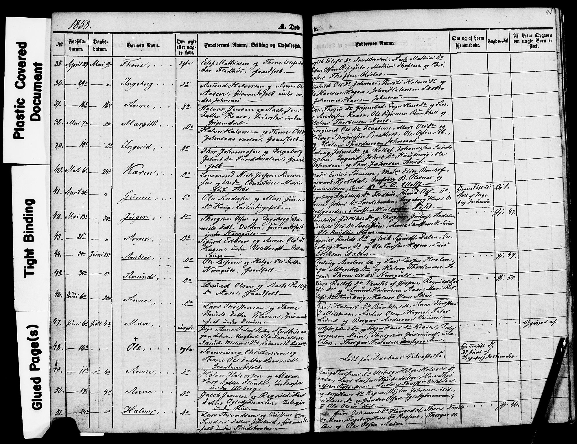 Sauherad kirkebøker, SAKO/A-298/F/Fa/L0007: Parish register (official) no. I 7, 1851-1873, p. 45