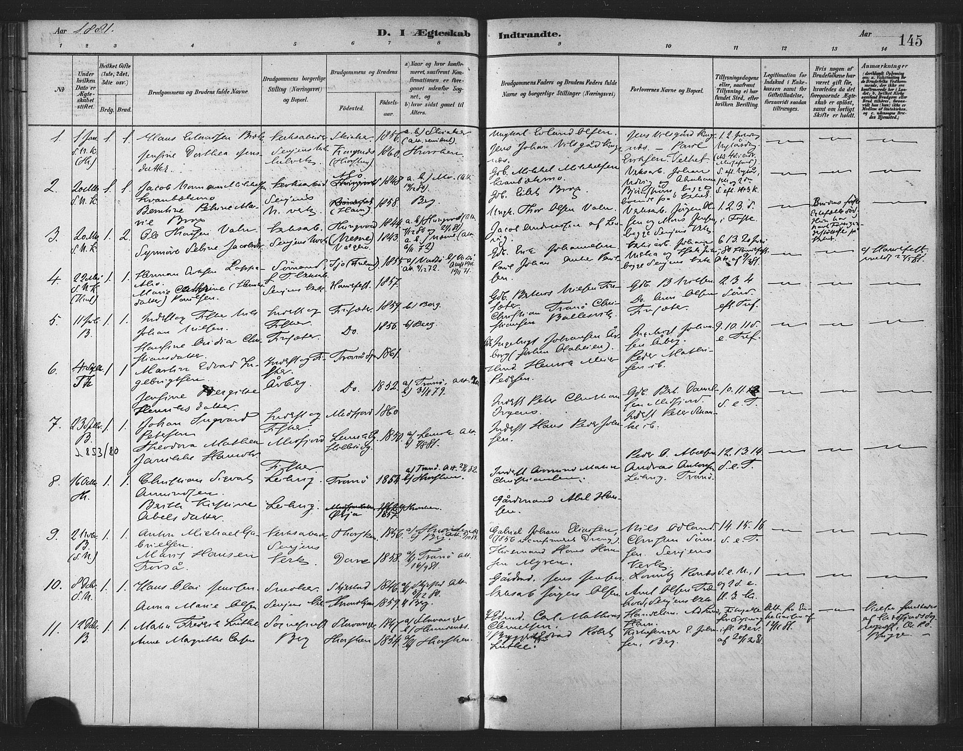 Berg sokneprestkontor, SATØ/S-1318/G/Ga/Gaa/L0004kirke: Parish register (official) no. 4, 1880-1894, p. 145