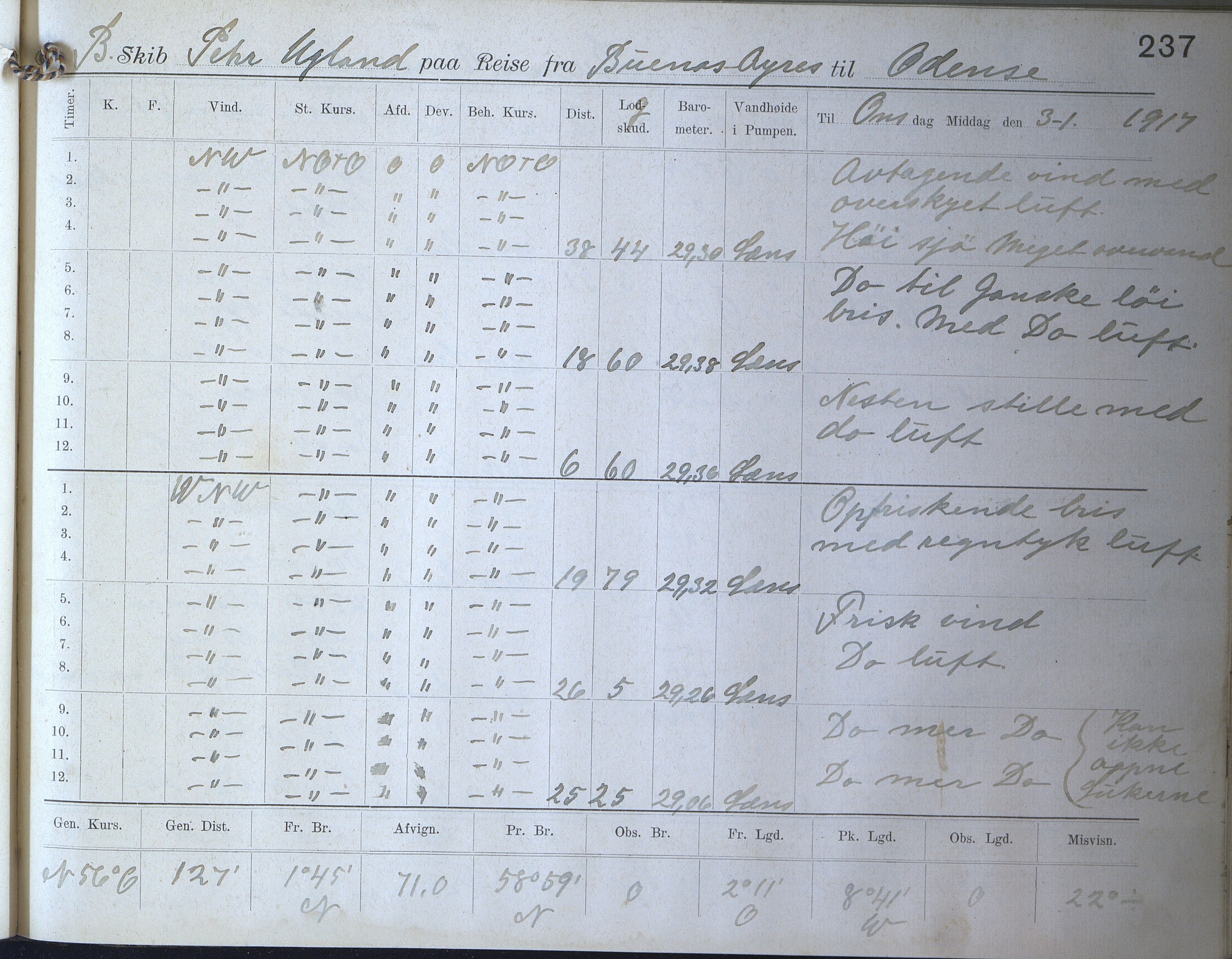 Fartøysarkivet, AAKS/PA-1934/F/L0272: Pehr Ugland (bark), 1891-1929, p. 237