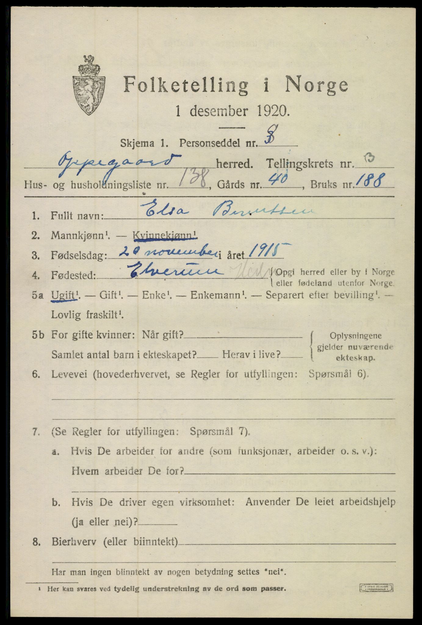 SAO, 1920 census for Oppegård, 1920, p. 6841
