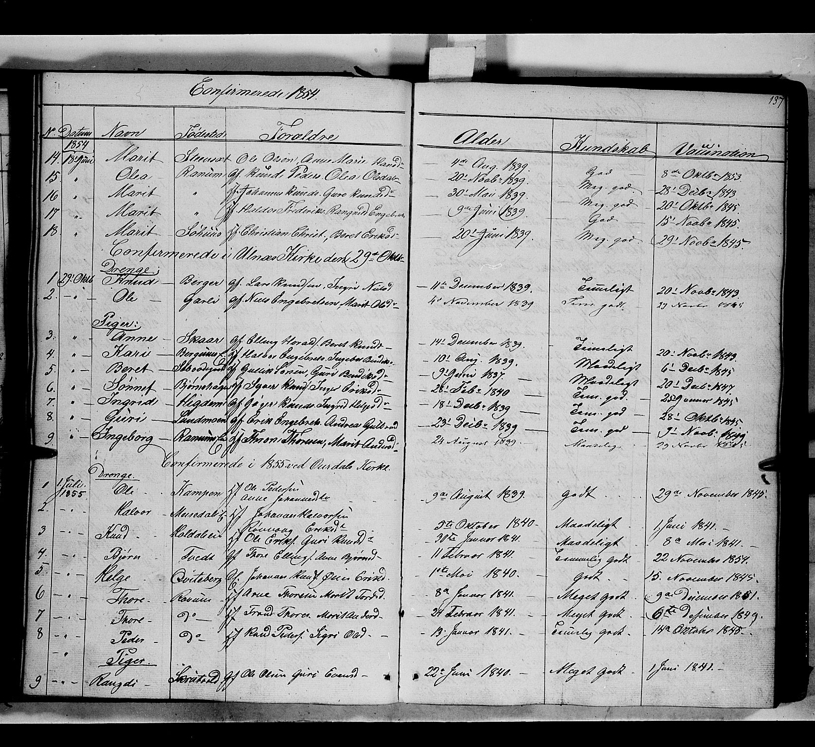 Nord-Aurdal prestekontor, SAH/PREST-132/H/Ha/Haa/L0007: Parish register (official) no. 7, 1842-1863, p. 137