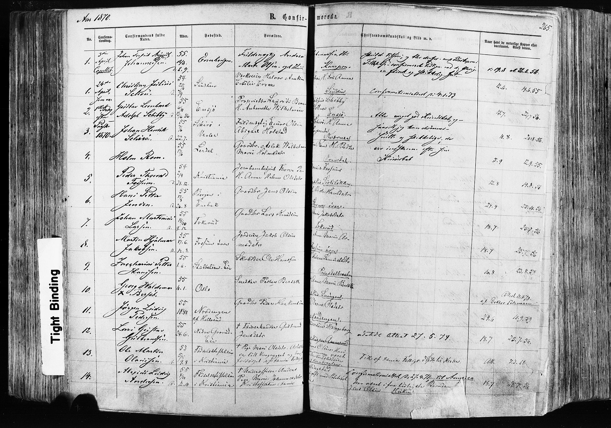 Østre Aker prestekontor Kirkebøker, SAO/A-10840/F/Fa/L0003: Parish register (official) no. I 3, 1869-1875, p. 265