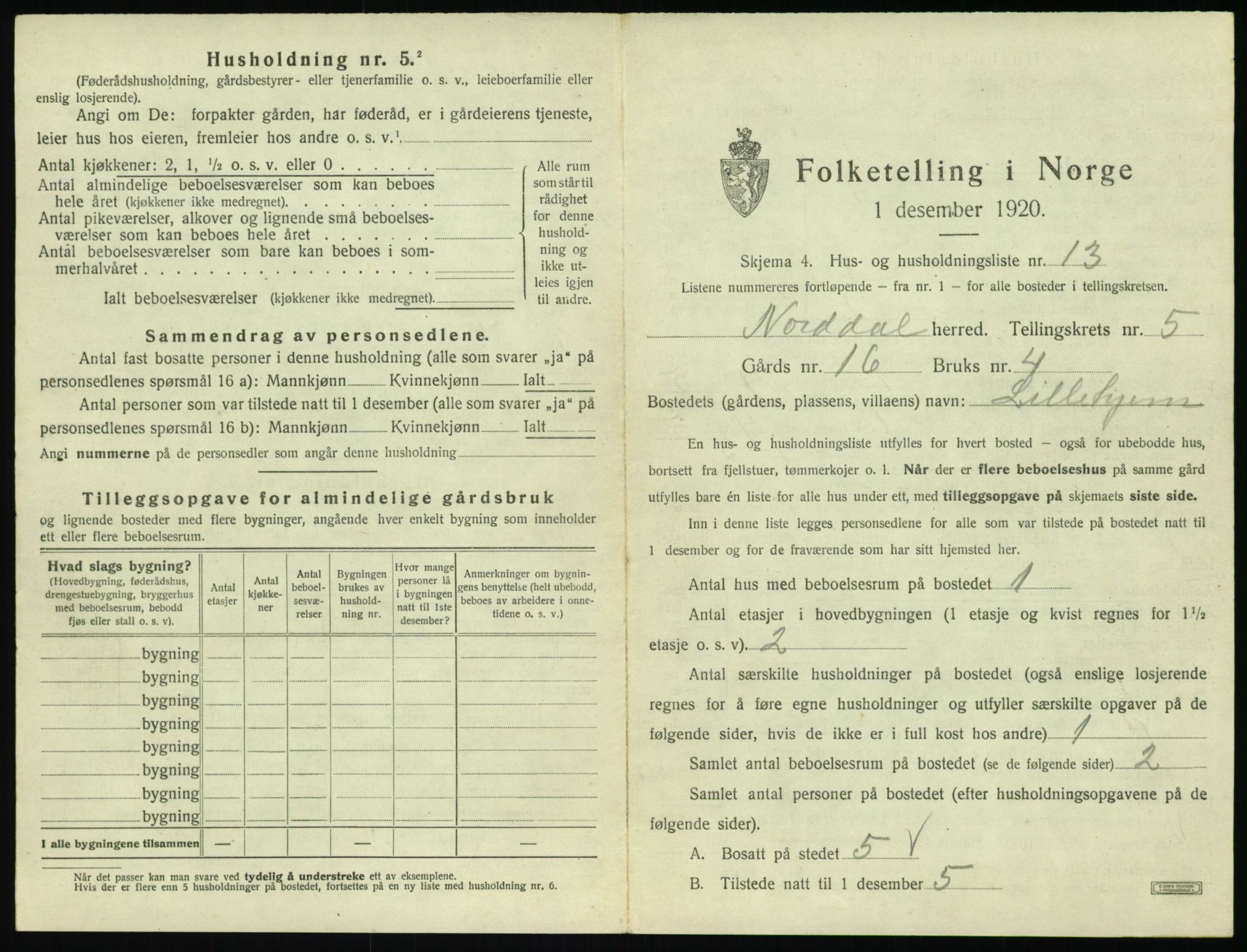 SAT, 1920 census for Norddal, 1920, p. 389