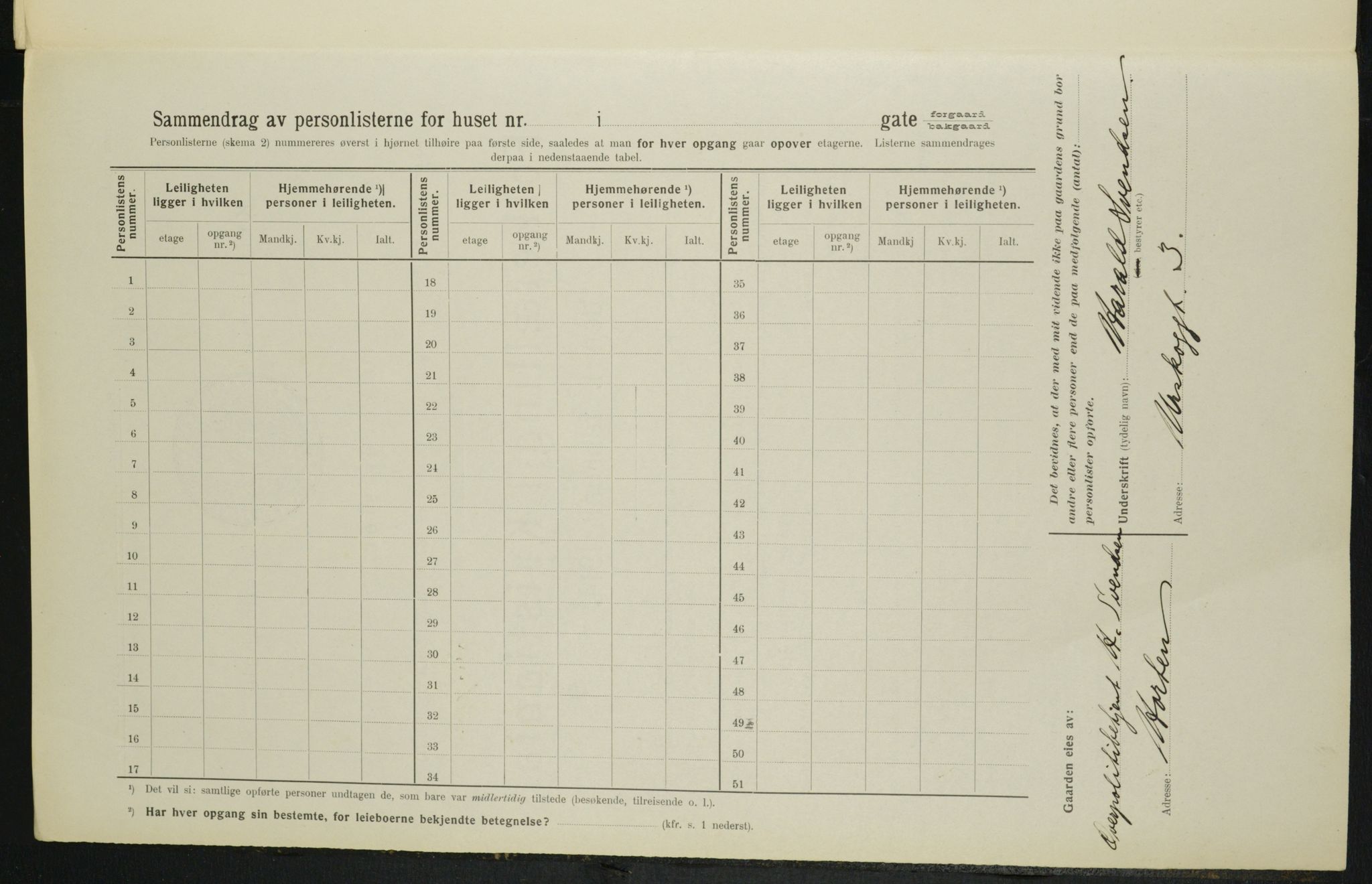 OBA, Municipal Census 1914 for Kristiania, 1914, p. 2551