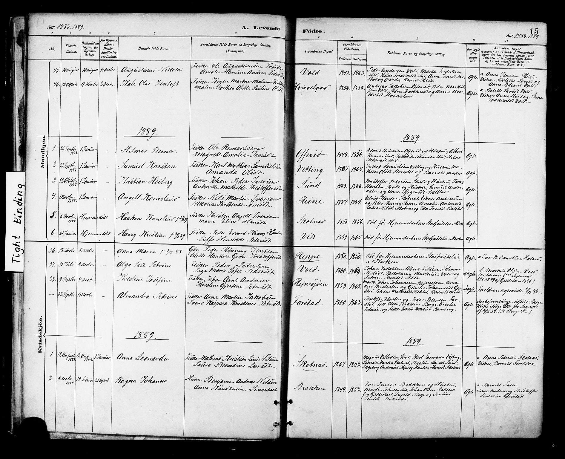 Ministerialprotokoller, klokkerbøker og fødselsregistre - Nordland, SAT/A-1459/881/L1167: Parish register (copy) no. 881C04, 1886-1899, p. 15