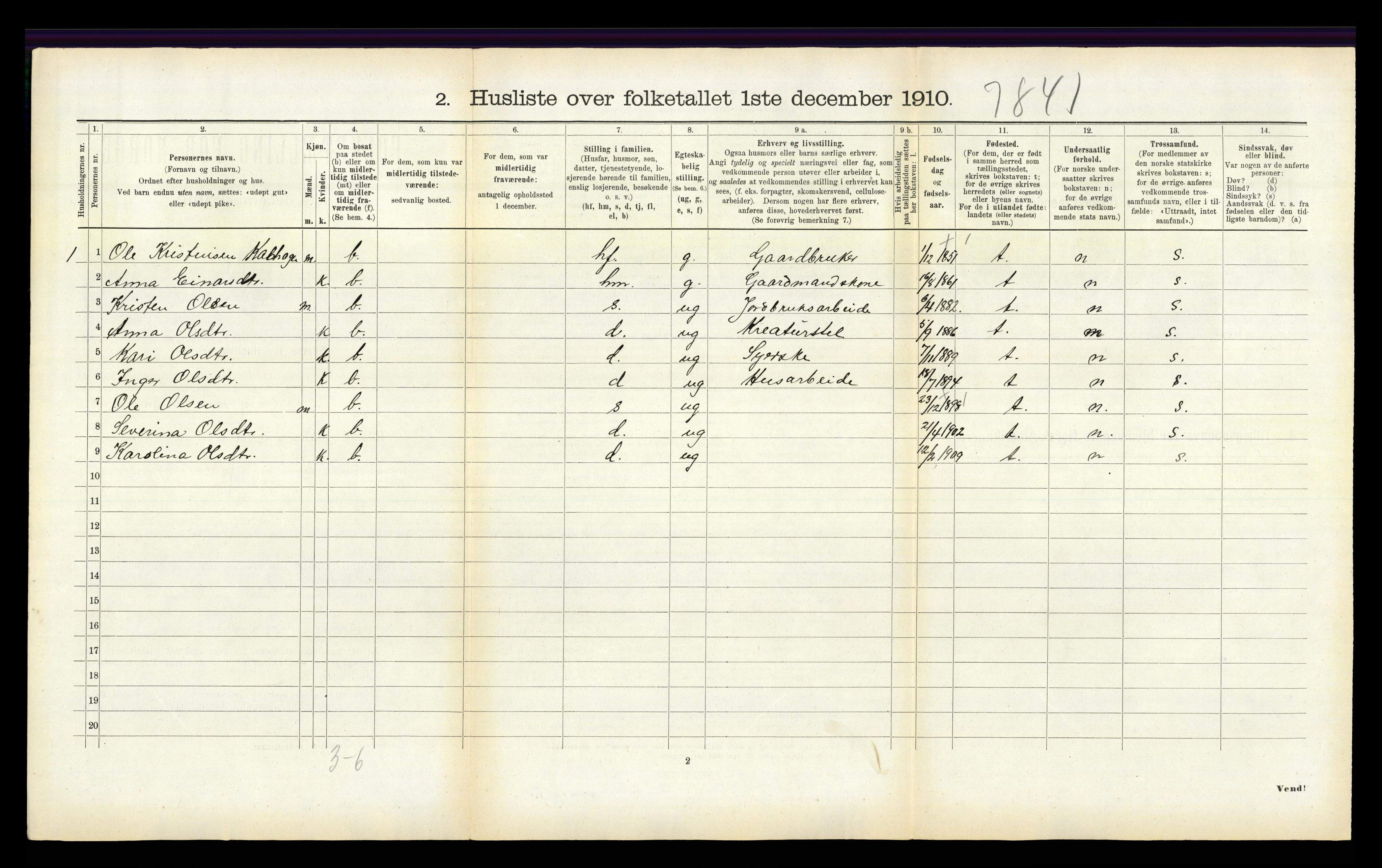 RA, 1910 census for Hafslo, 1910, p. 330