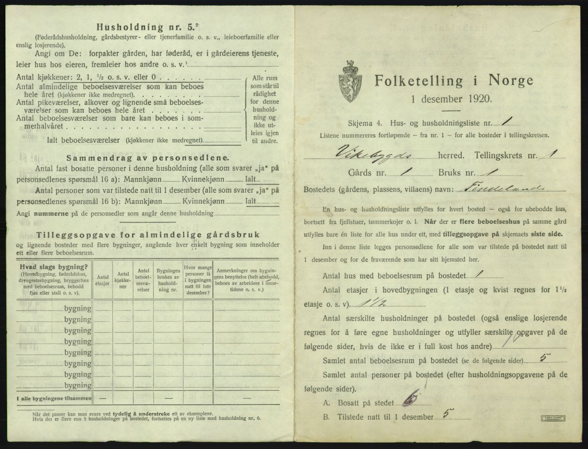 SAB, 1920 census for Vikebygd, 1920, p. 32