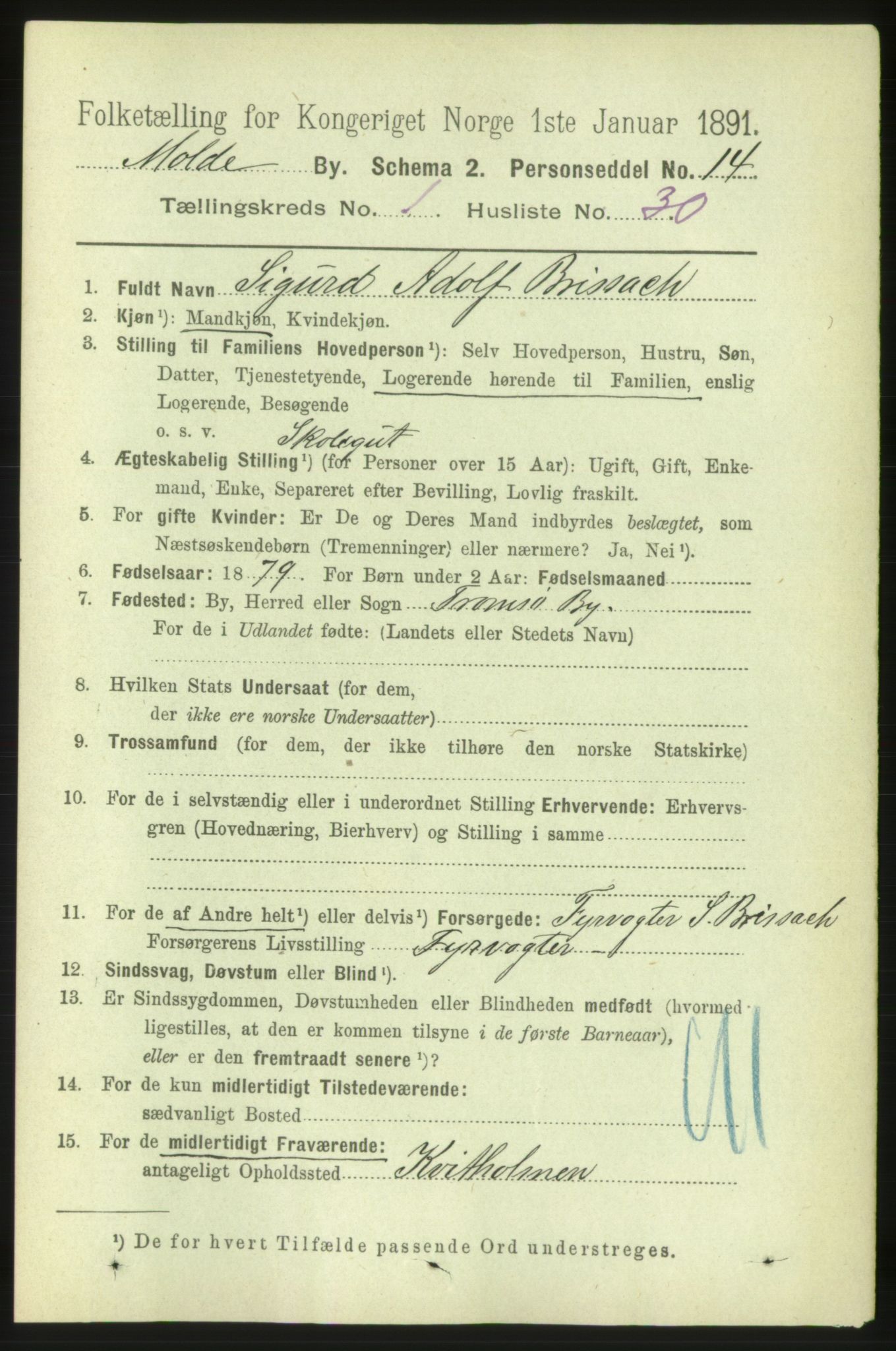 RA, 1891 census for 1502 Molde, 1891, p. 561