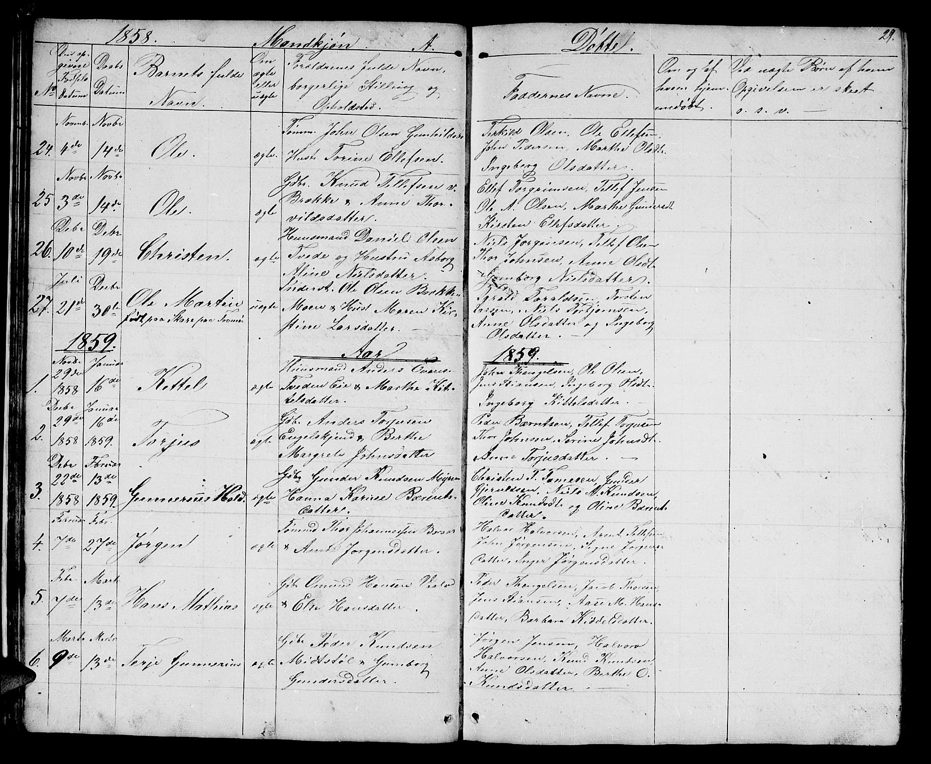 Austre Moland sokneprestkontor, AV/SAK-1111-0001/F/Fb/Fba/L0001: Parish register (copy) no. B 1, 1842-1868, p. 29