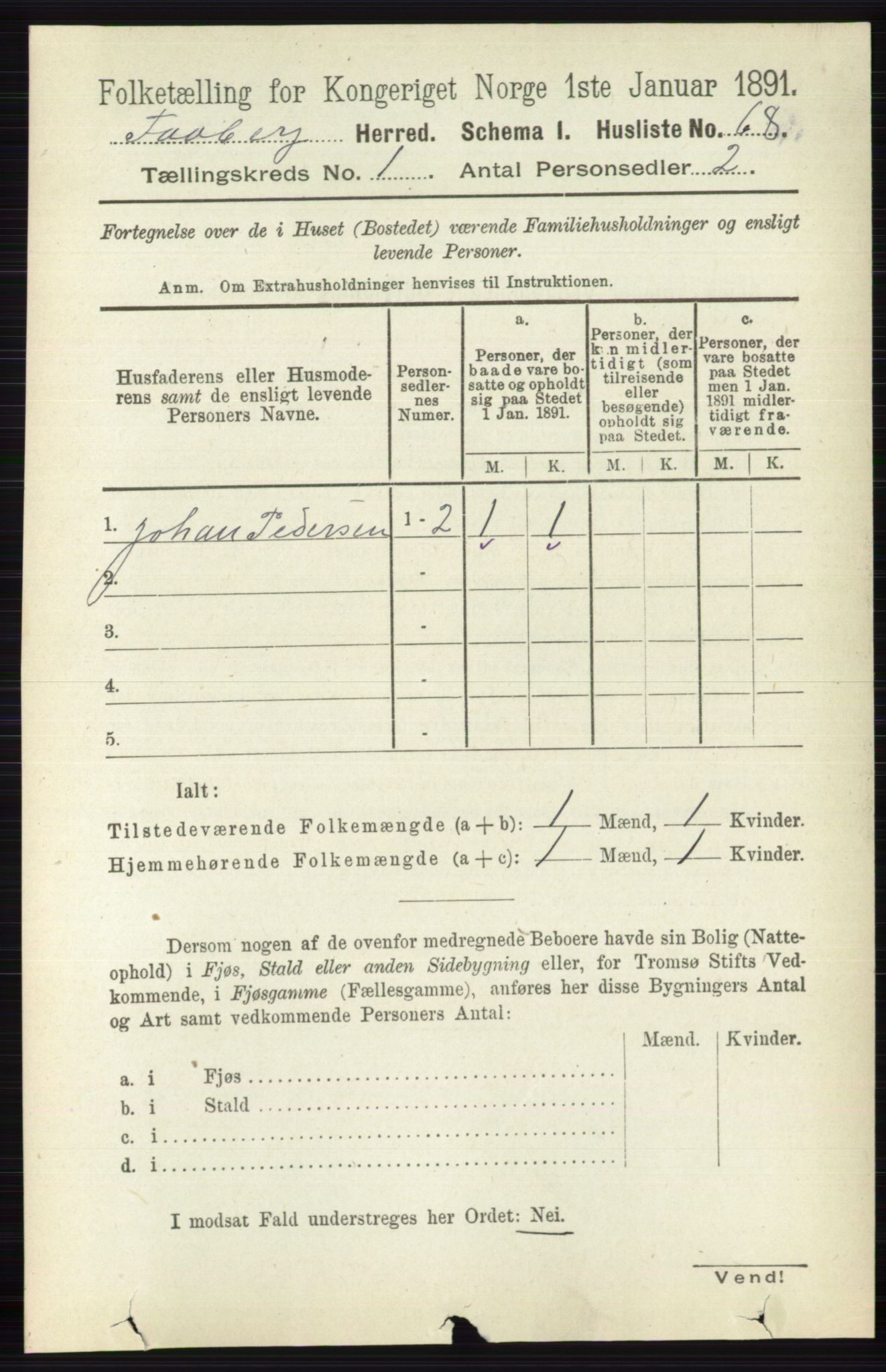 RA, 1891 census for 0524 Fåberg, 1891, p. 105