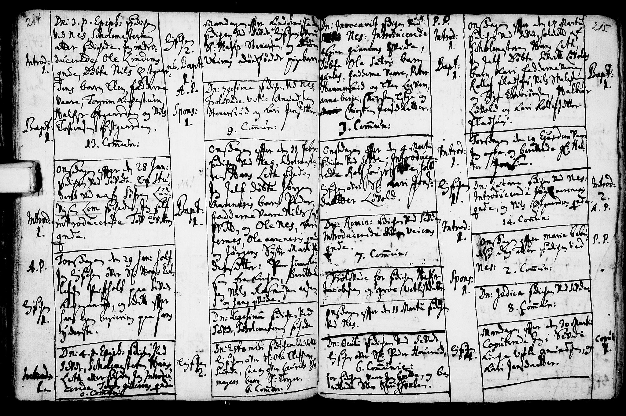 Sauherad kirkebøker, AV/SAKO-A-298/F/Fa/L0002: Parish register (official) no. I 2, 1681-1720, p. 214-215