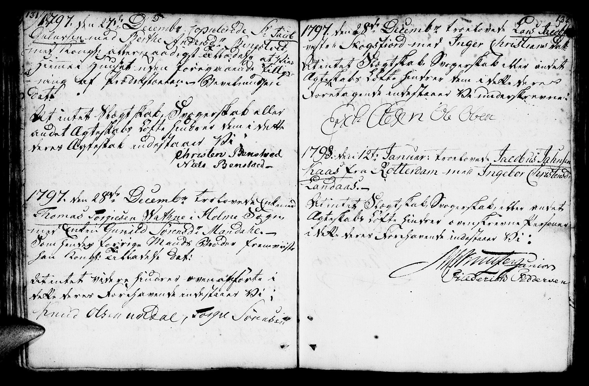 Mandal sokneprestkontor, AV/SAK-1111-0030/F/Fa/Faa/L0007: Parish register (official) no. A 7, 1783-1818, p. 131-132