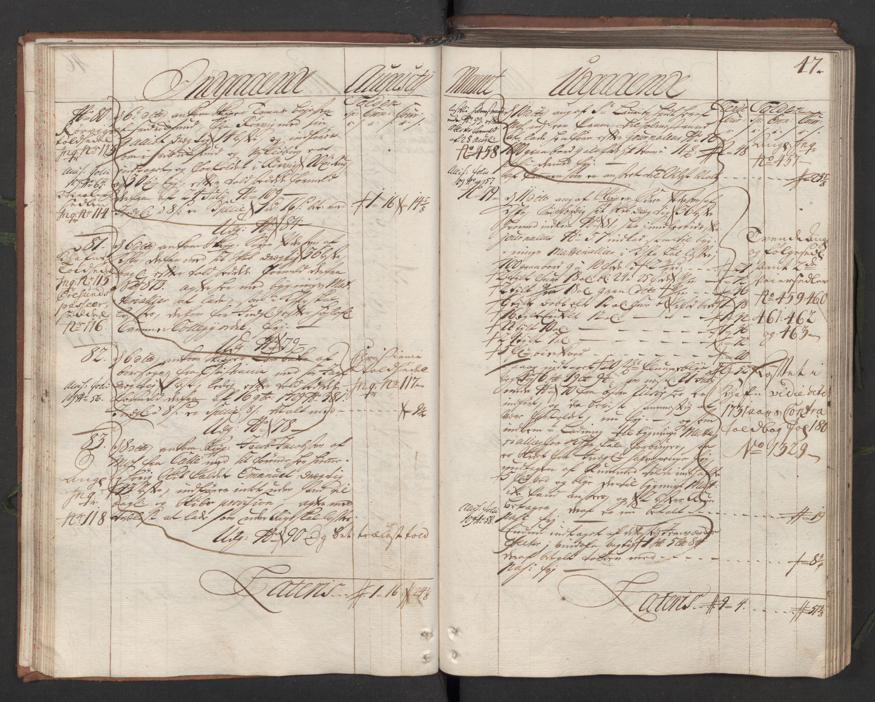 Generaltollkammeret, tollregnskaper, RA/EA-5490/R05/L0012/0001: Tollregnskaper Moss, Son, Krokstad / Hovedtollbok, 1731, p. 46b-47a