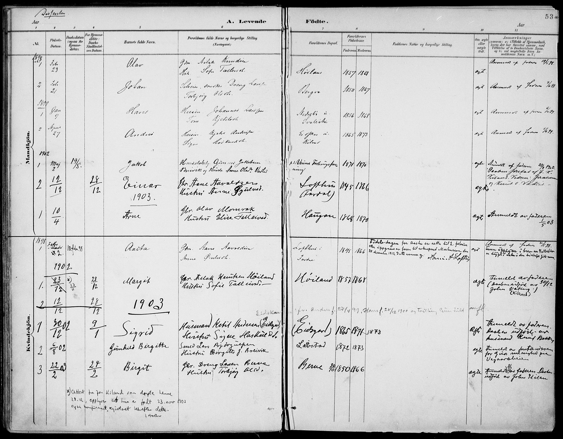 Fyresdal kirkebøker, SAKO/A-263/F/Fa/L0007: Parish register (official) no. I 7, 1887-1914, p. 53