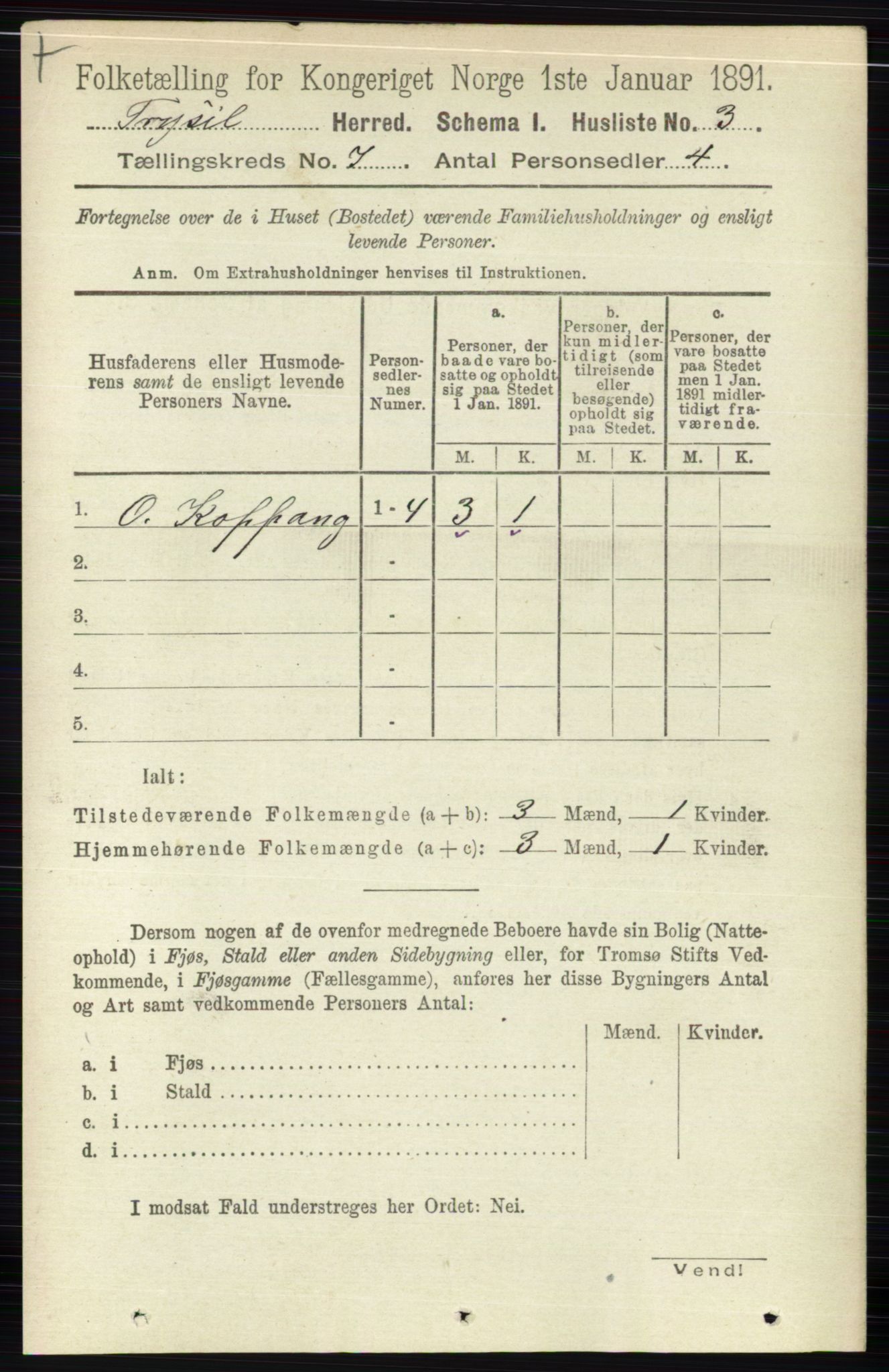 RA, 1891 census for 0428 Trysil, 1891, p. 3074