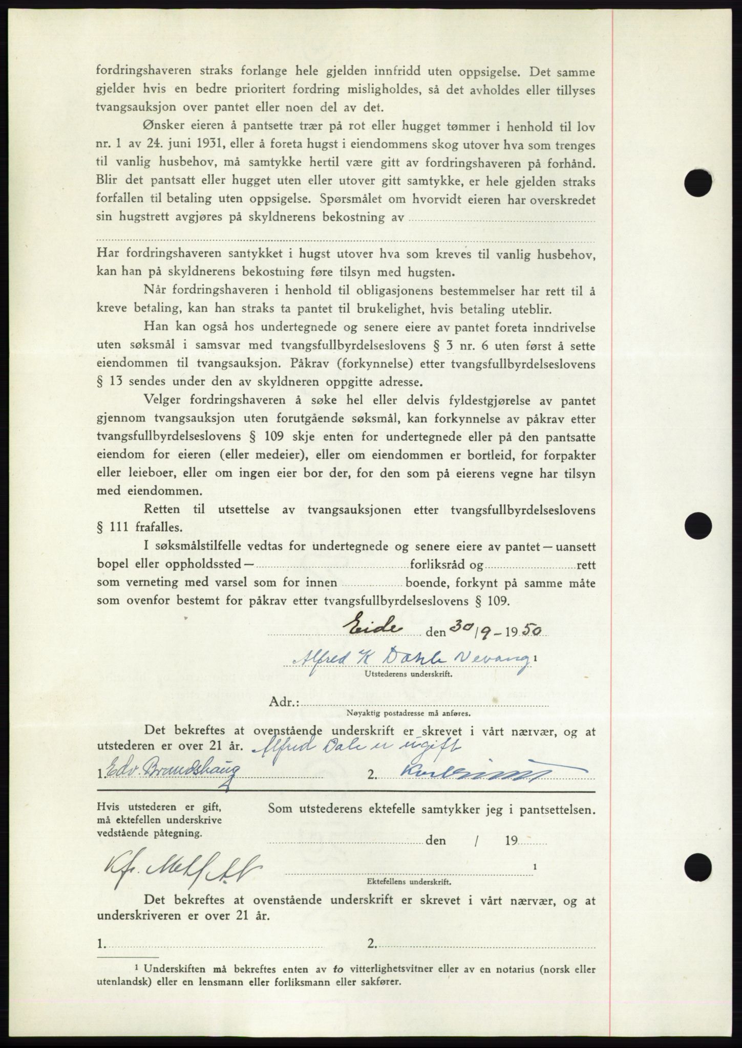 Nordmøre sorenskriveri, AV/SAT-A-4132/1/2/2Ca: Mortgage book no. B106, 1950-1950, Diary no: : 3284/1950