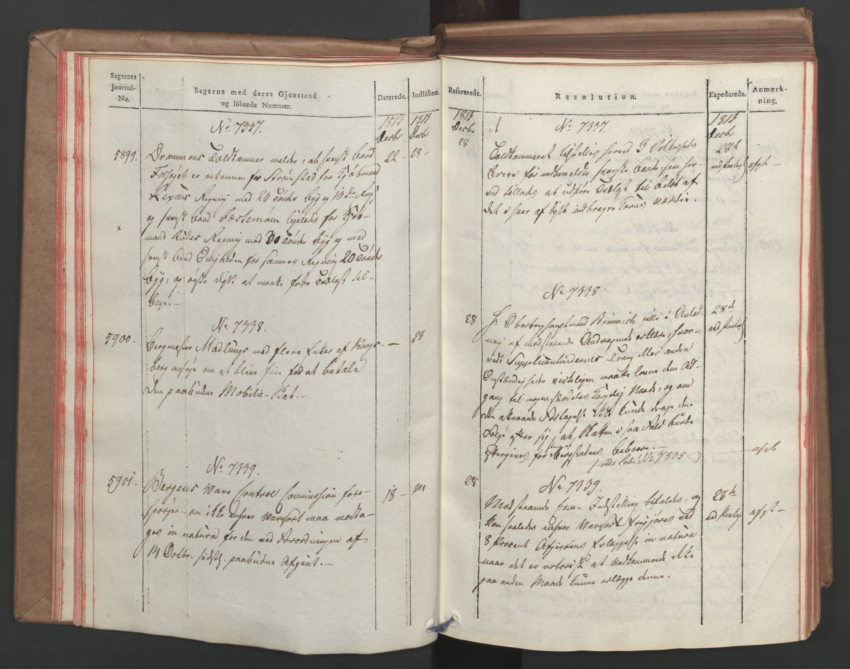 Stattholderembetet 1810-1814, 1. kontor (Kontor A), AV/RA-EA-2872/Ab/L0008: Referatprotokoll,  j.nr. 5846-6405,  l.nr. 7275-7924, 1813-1814, p. 23