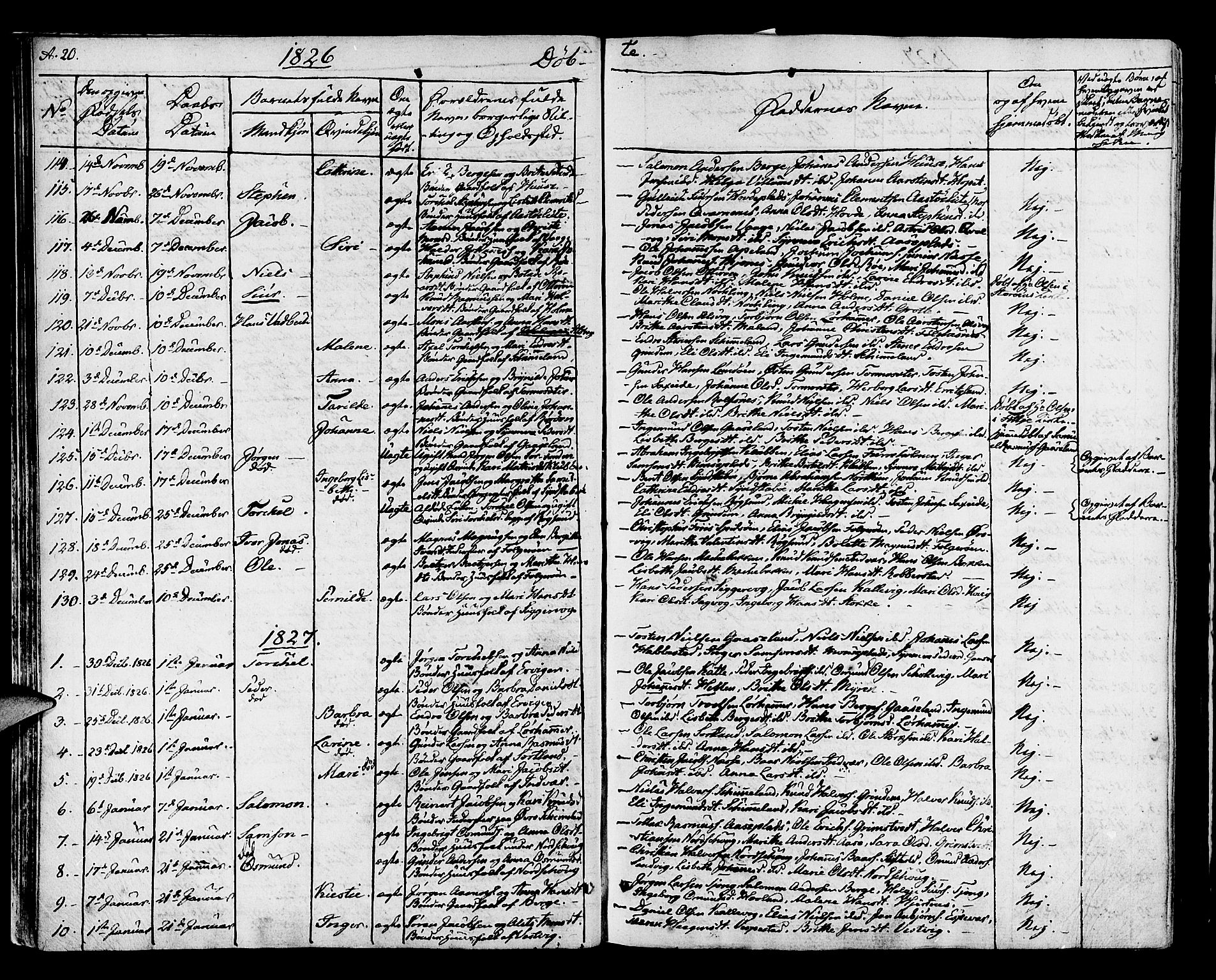 Finnås sokneprestembete, SAB/A-99925/H/Ha/Haa/Haaa/L0005: Parish register (official) no. A 5, 1823-1835, p. 20