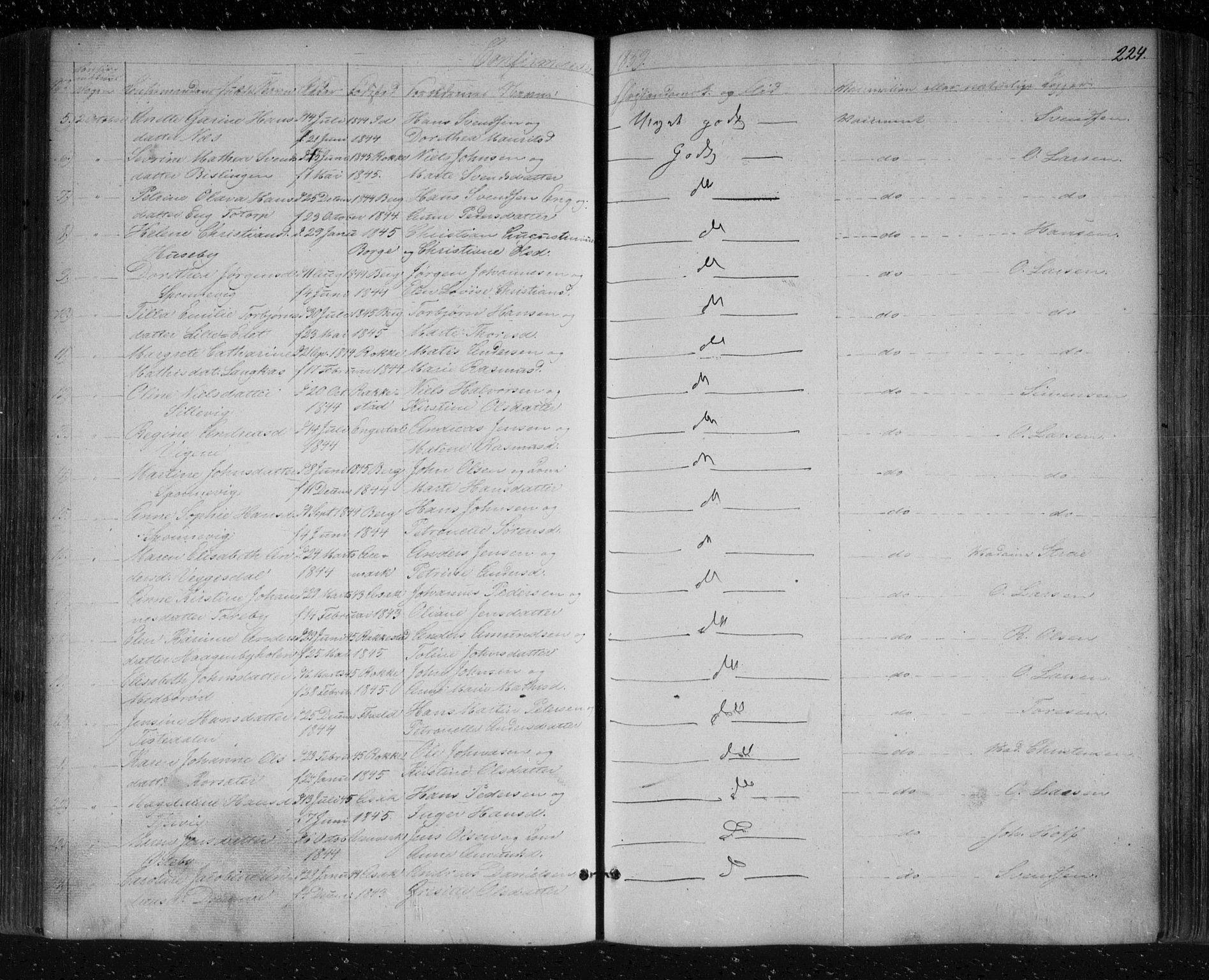 Berg prestekontor Kirkebøker, AV/SAO-A-10902/F/Fa/L0004: Parish register (official) no. I 4, 1843-1860, p. 224