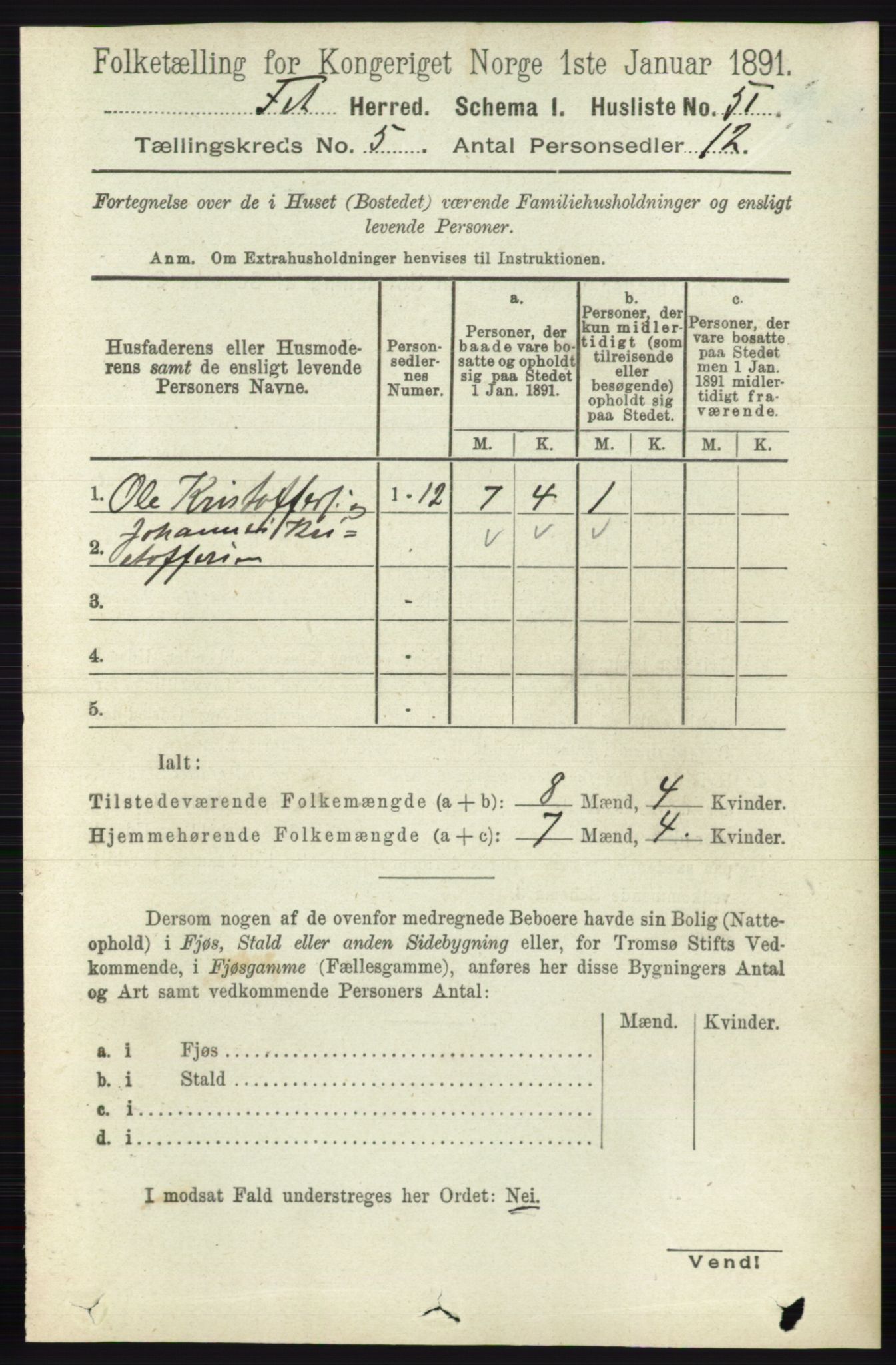 RA, 1891 census for 0227 Fet, 1891, p. 1588