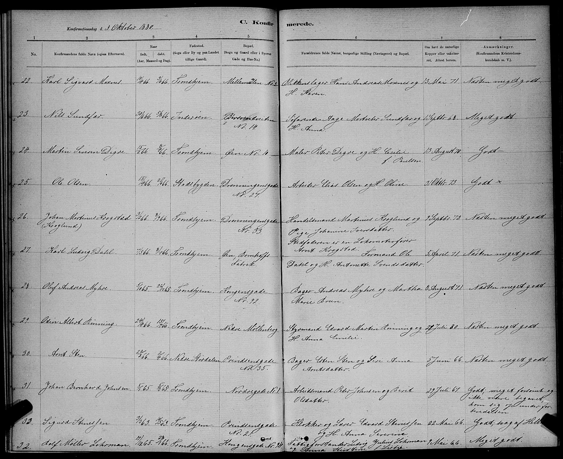 Ministerialprotokoller, klokkerbøker og fødselsregistre - Sør-Trøndelag, AV/SAT-A-1456/601/L0091: Parish register (copy) no. 601C09, 1878-1883