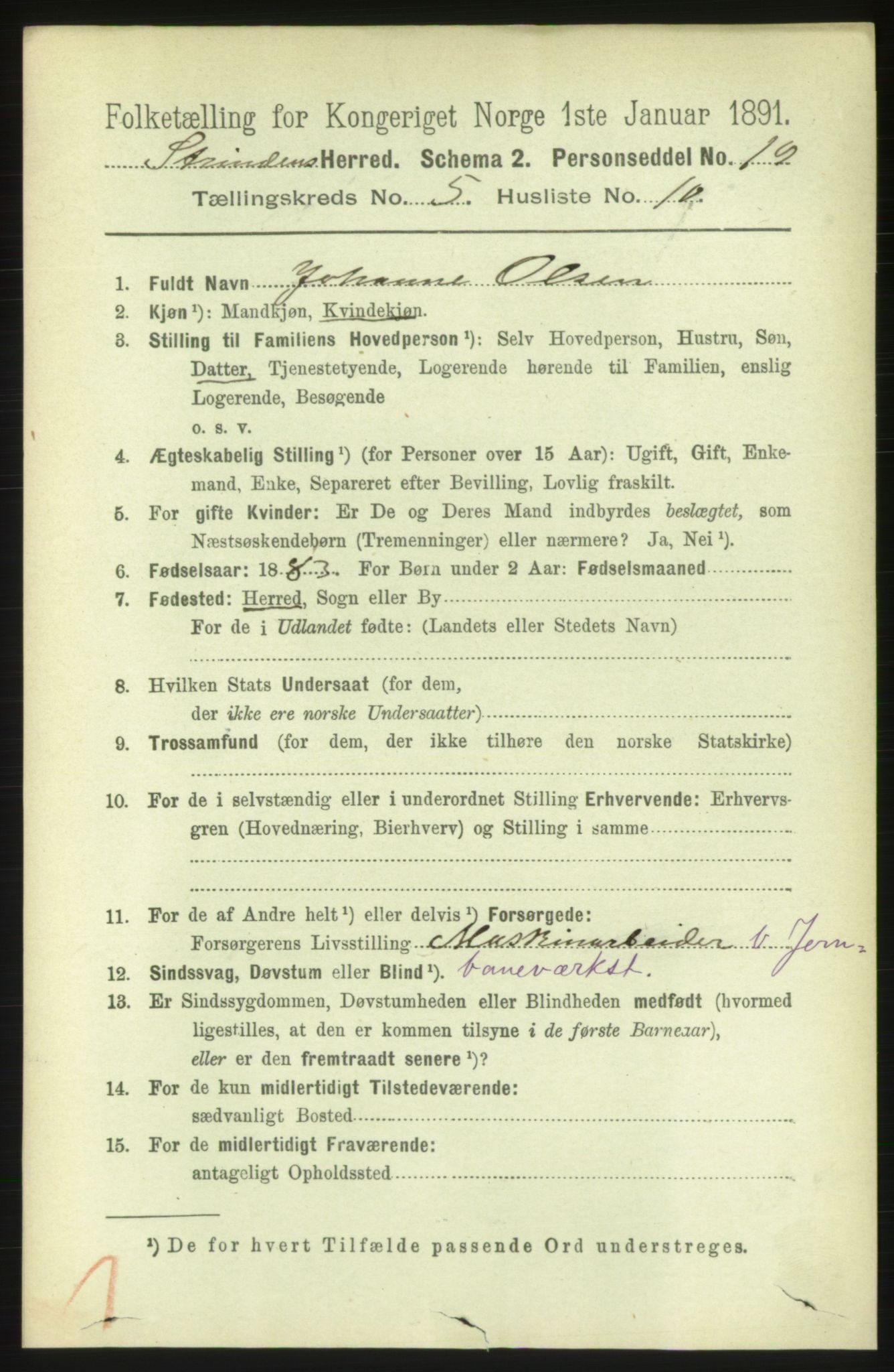 RA, 1891 census for 1660 Strinda, 1891, p. 4399