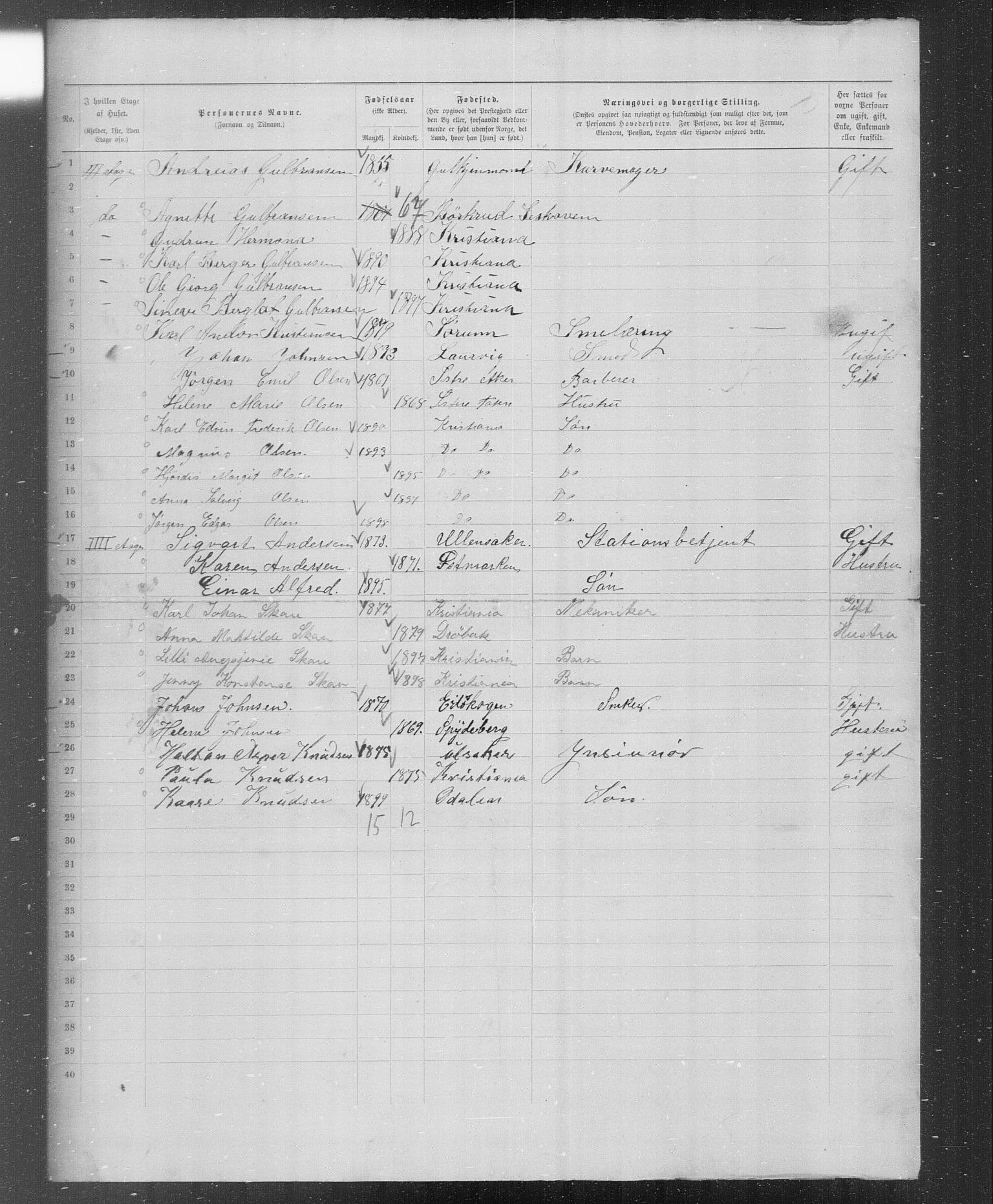 OBA, Municipal Census 1899 for Kristiania, 1899, p. 4516