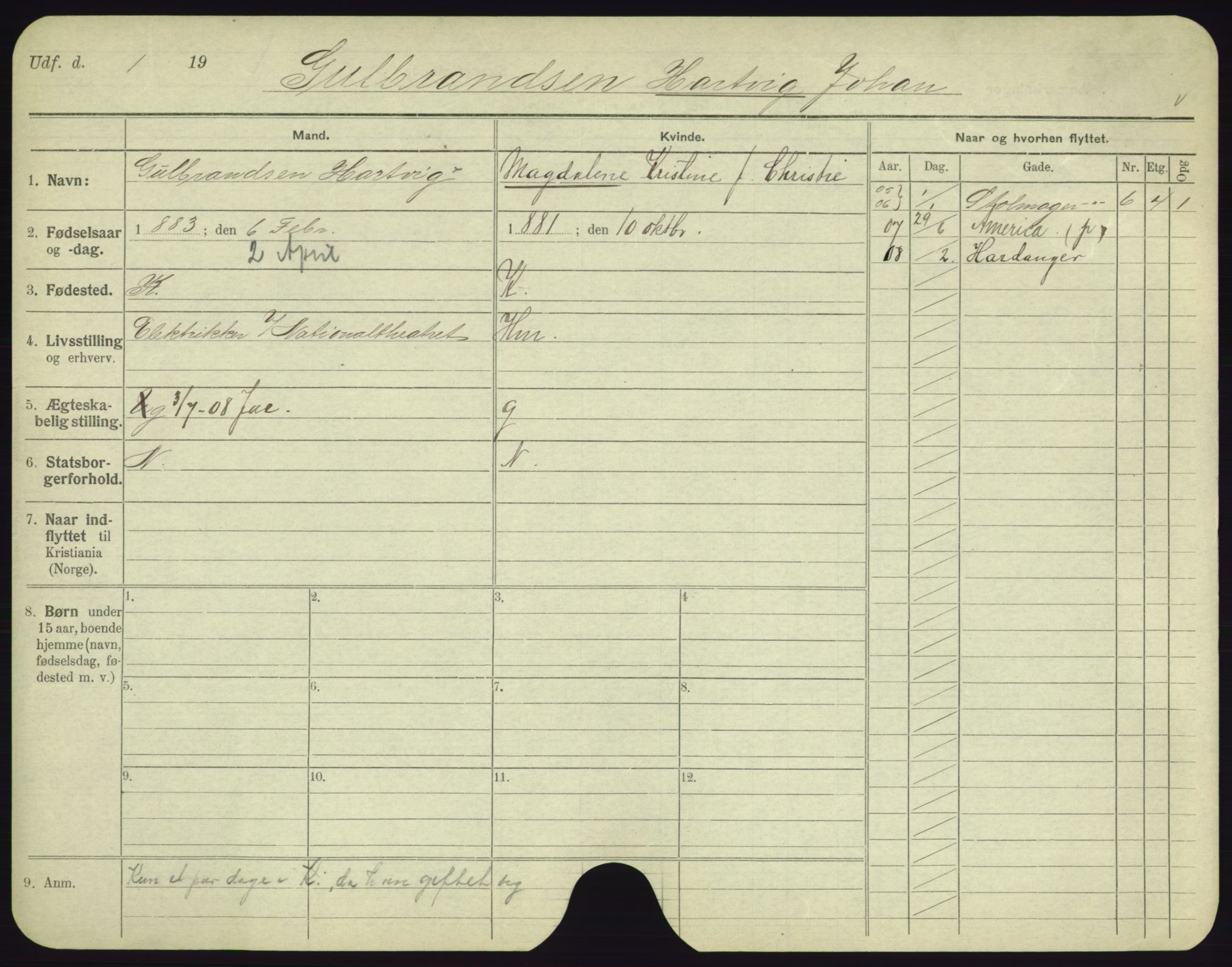 Oslo folkeregister, Registerkort, AV/SAO-A-11715/F/Fa/Fac/L0003: Menn, 1906-1914, p. 728a