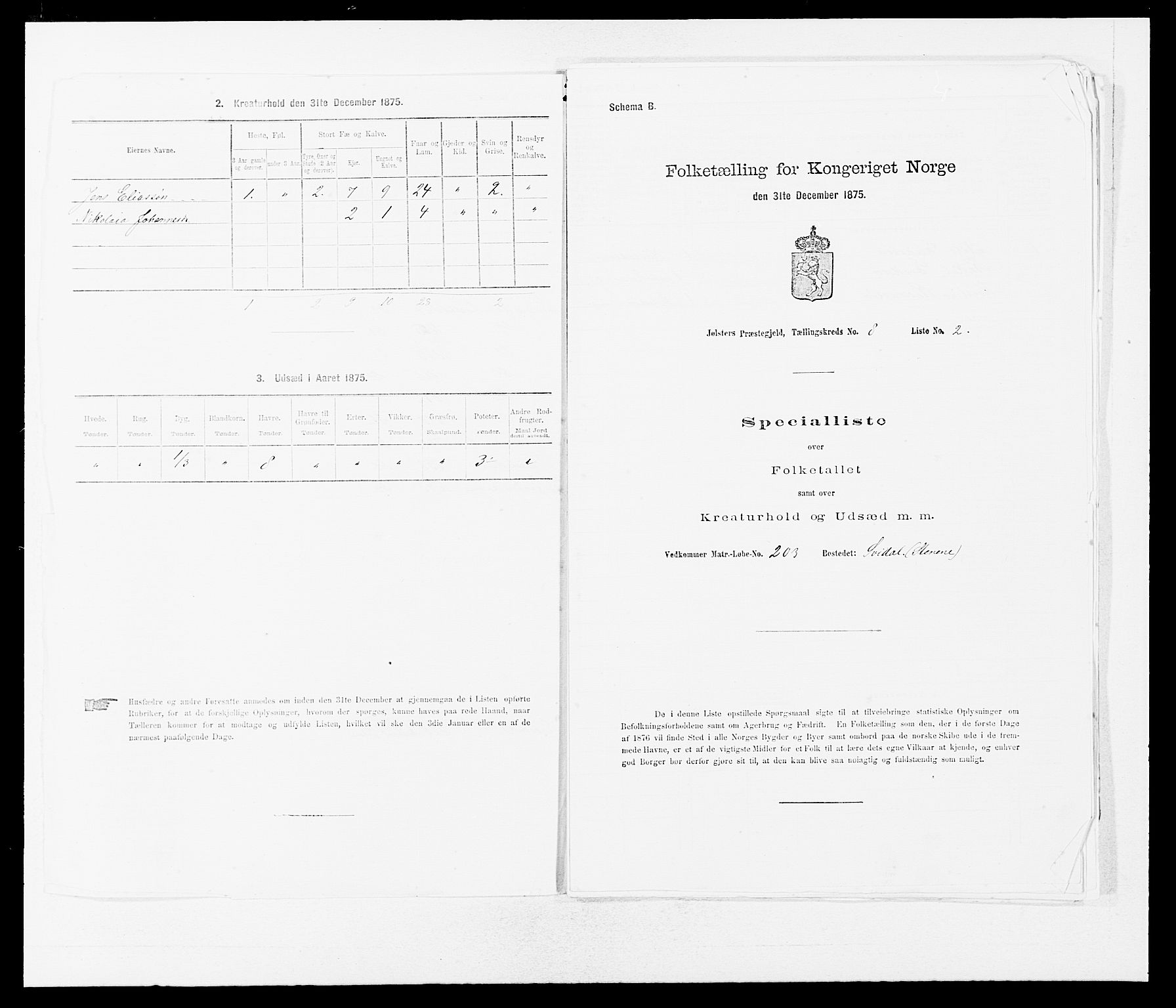 SAB, 1875 census for 1431P Jølster, 1875, p. 704