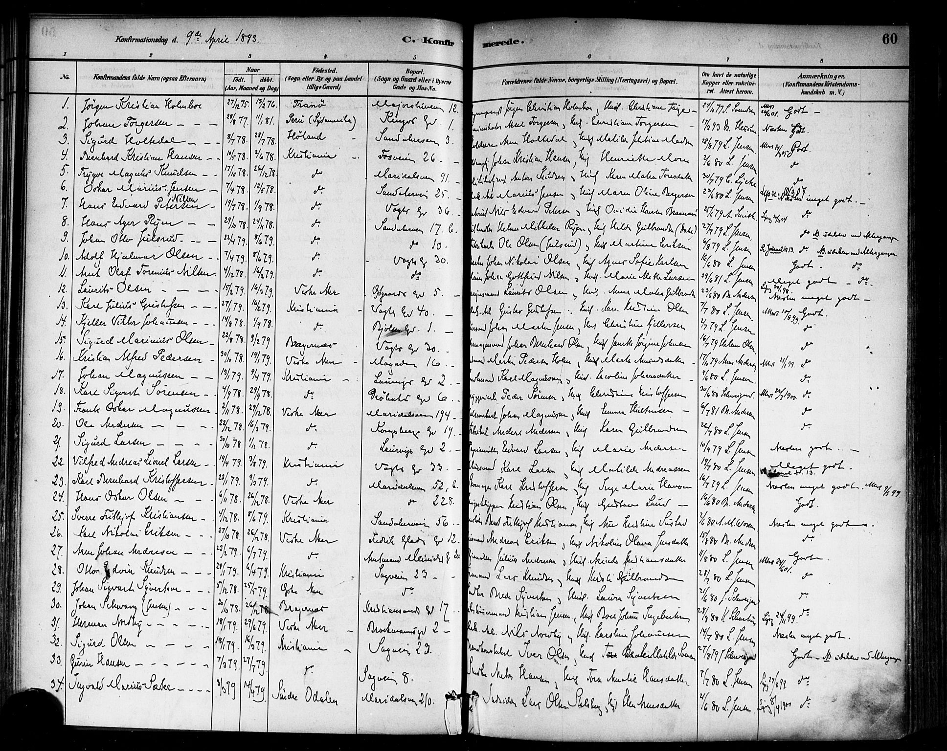 Sagene prestekontor Kirkebøker, SAO/A-10796/F/L0002: Parish register (official) no. 2, 1880-1897, p. 60