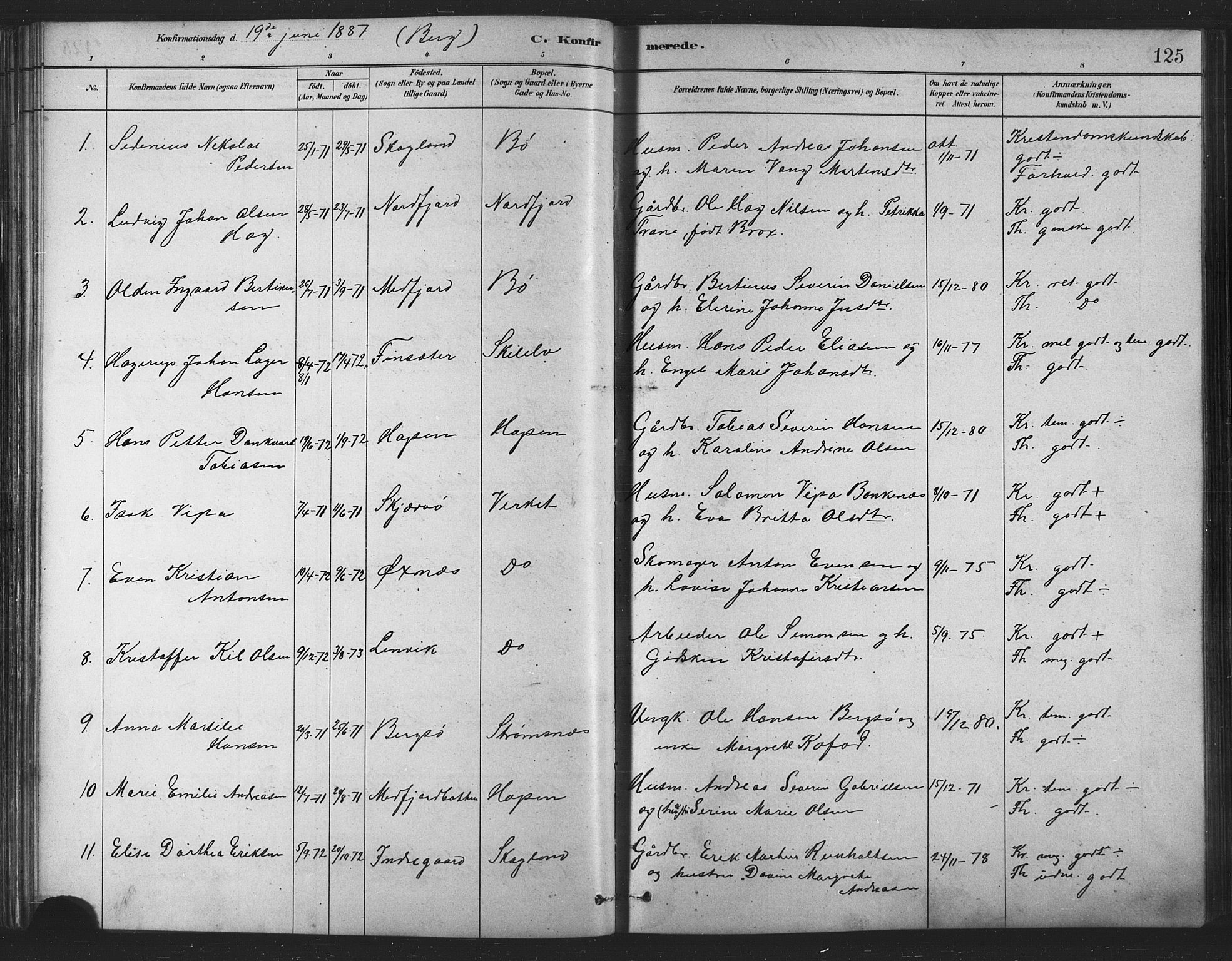 Berg sokneprestkontor, SATØ/S-1318/G/Ga/Gaa/L0004kirke: Parish register (official) no. 4, 1880-1894, p. 125