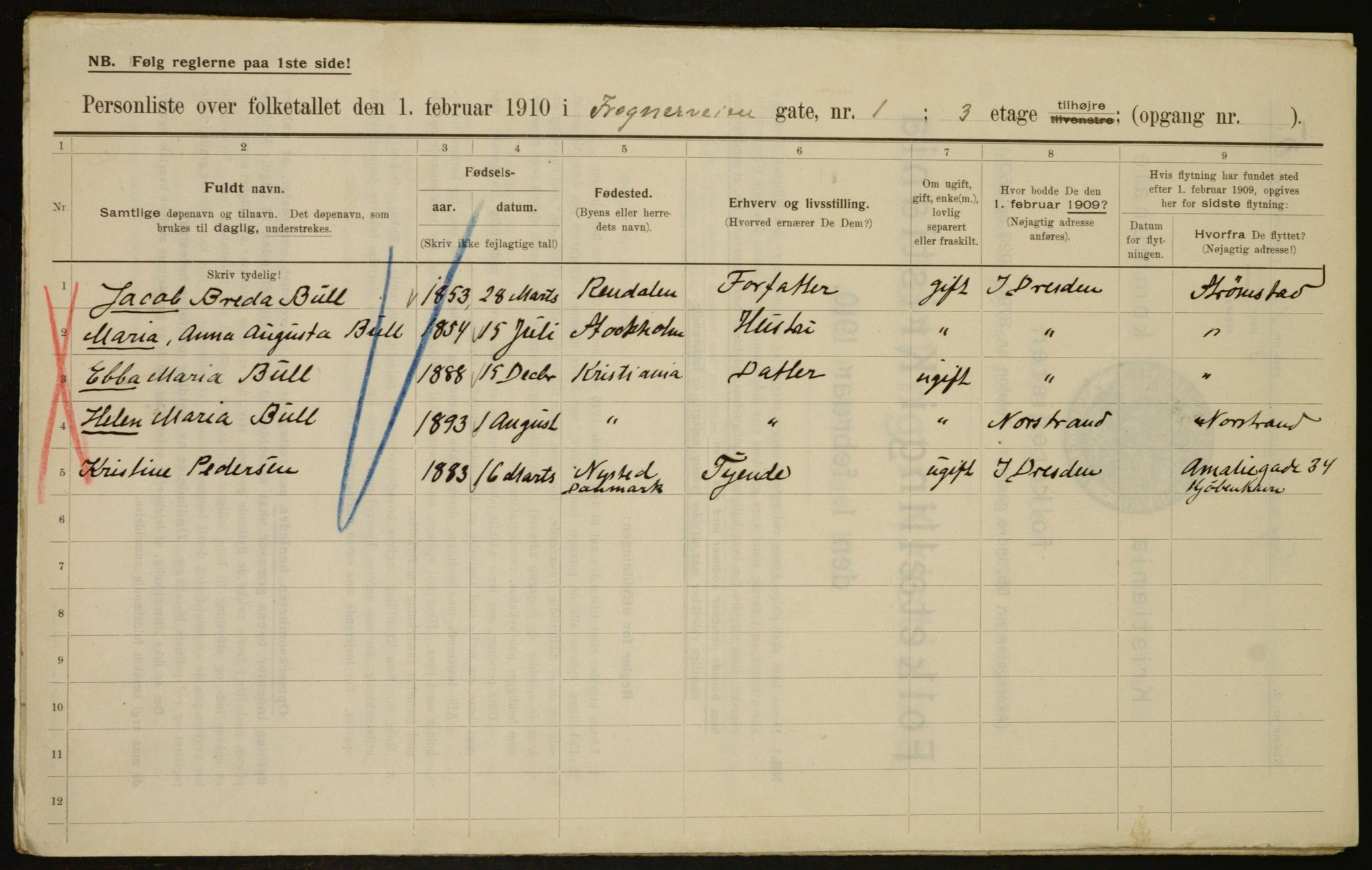 OBA, Municipal Census 1910 for Kristiania, 1910, p. 25347