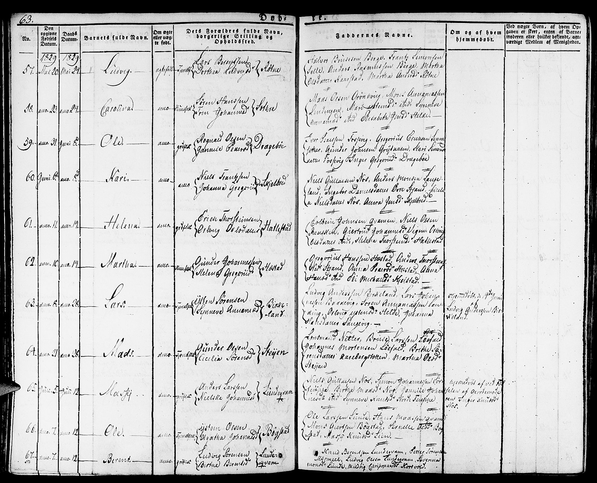 Gaular sokneprestembete, AV/SAB-A-80001/H/Haa: Parish register (official) no. A 3, 1821-1840, p. 63