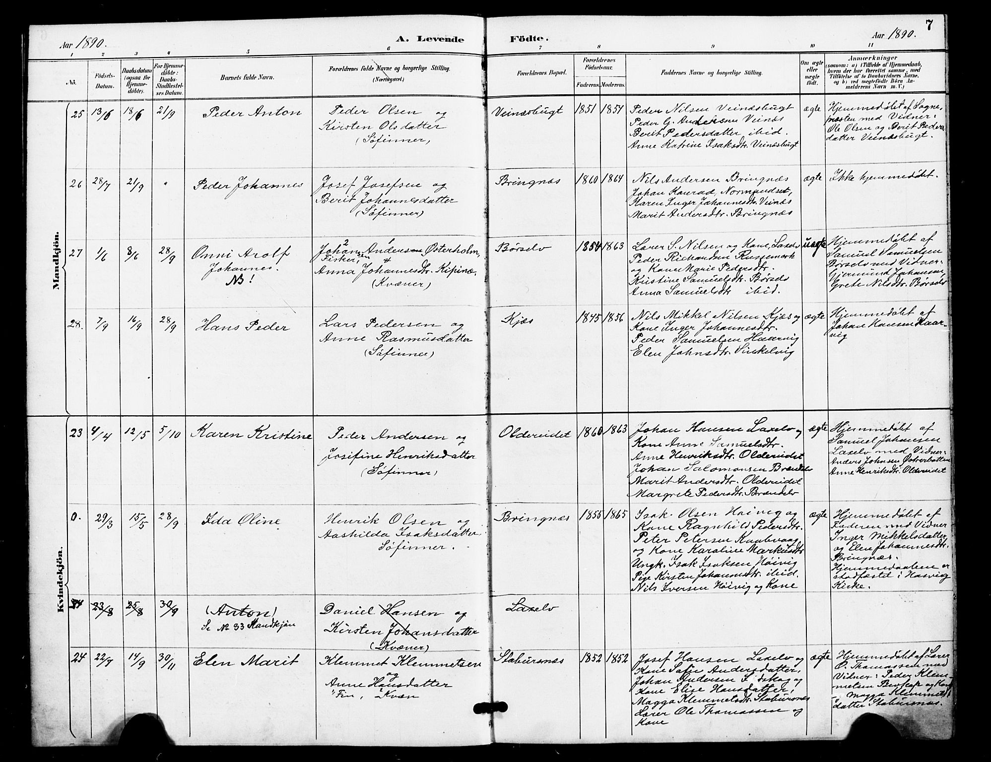 Kistrand/Porsanger sokneprestembete, AV/SATØ-S-1351/H/Ha/L0008.kirke: Parish register (official) no. 8, 1890-1898, p. 7