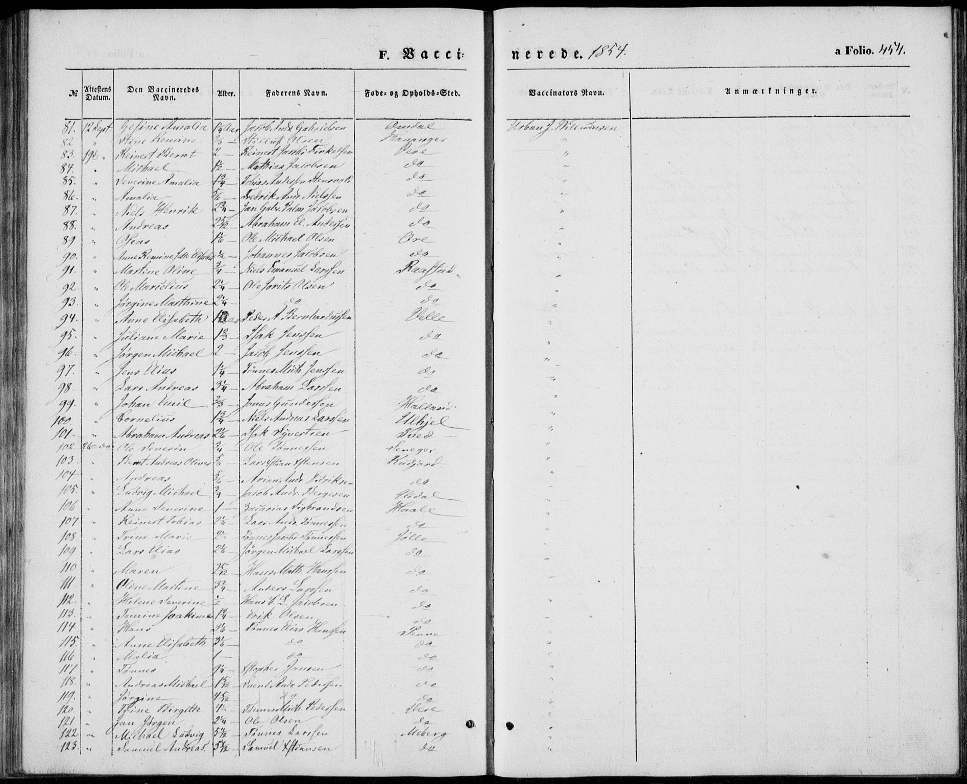 Lista sokneprestkontor, AV/SAK-1111-0027/F/Fb/L0002: Parish register (copy) no. B 2, 1847-1862, p. 454