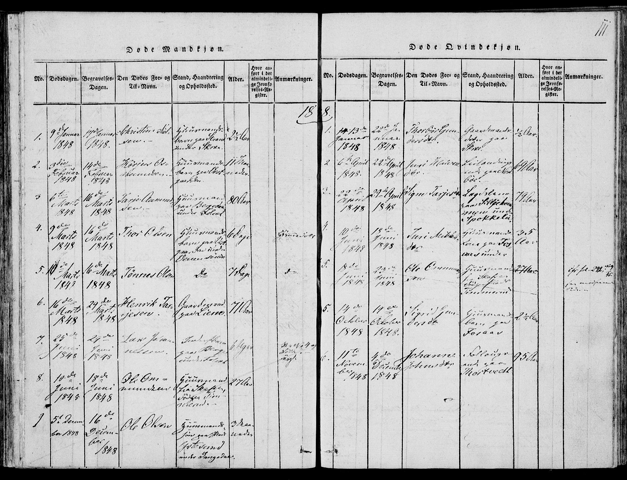 Fyresdal kirkebøker, SAKO/A-263/F/Fb/L0001: Parish register (official) no. II 1, 1815-1854, p. 111