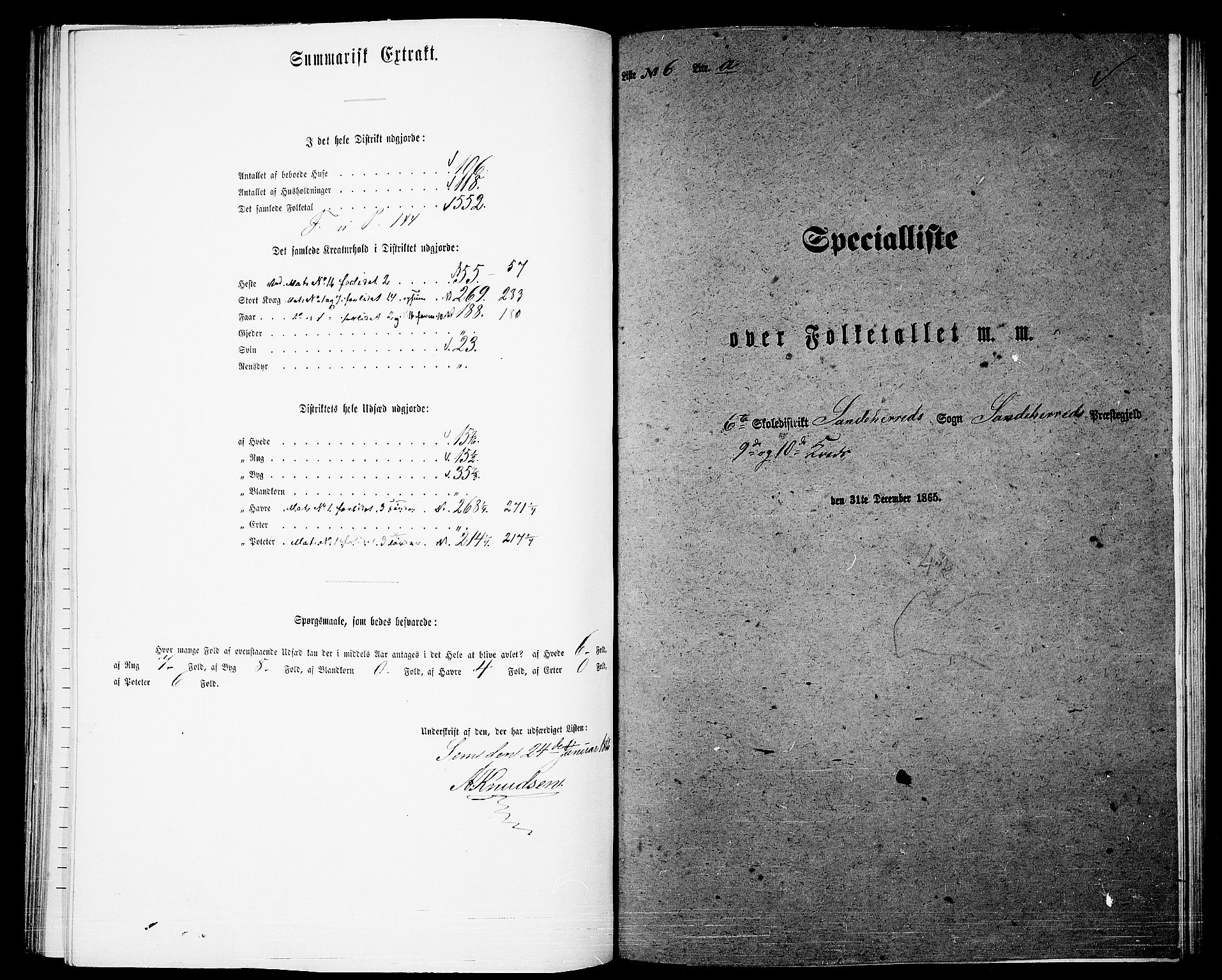 RA, 1865 census for Sandeherred/Sandeherred, 1865, p. 151