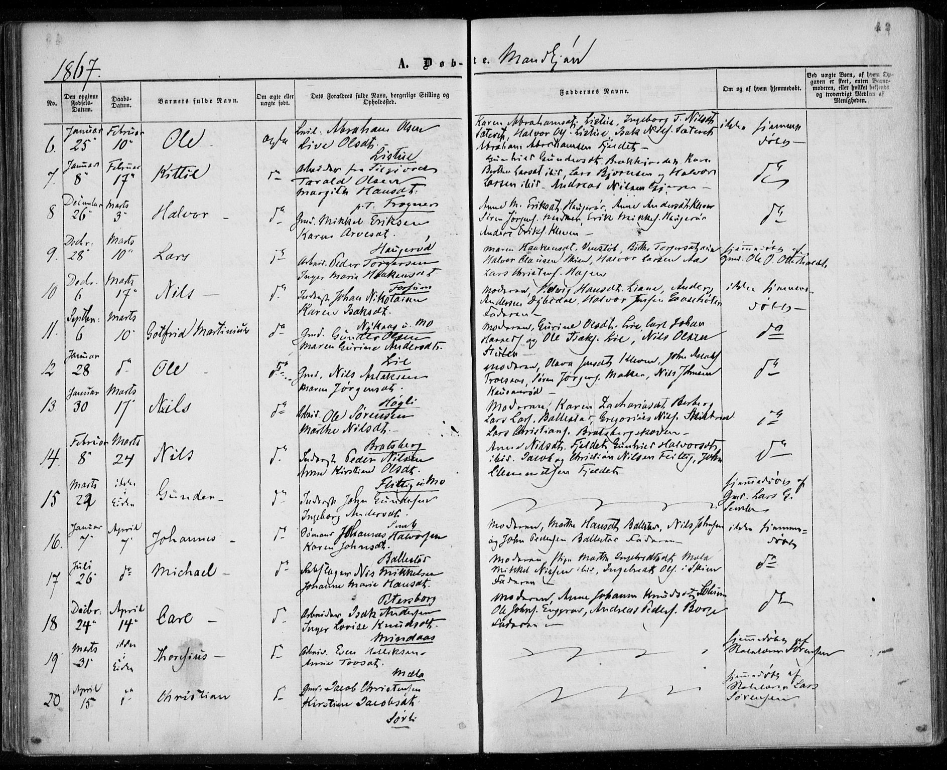 Gjerpen kirkebøker, SAKO/A-265/F/Fa/L0008a: Parish register (official) no. I 8A, 1857-1871, p. 49