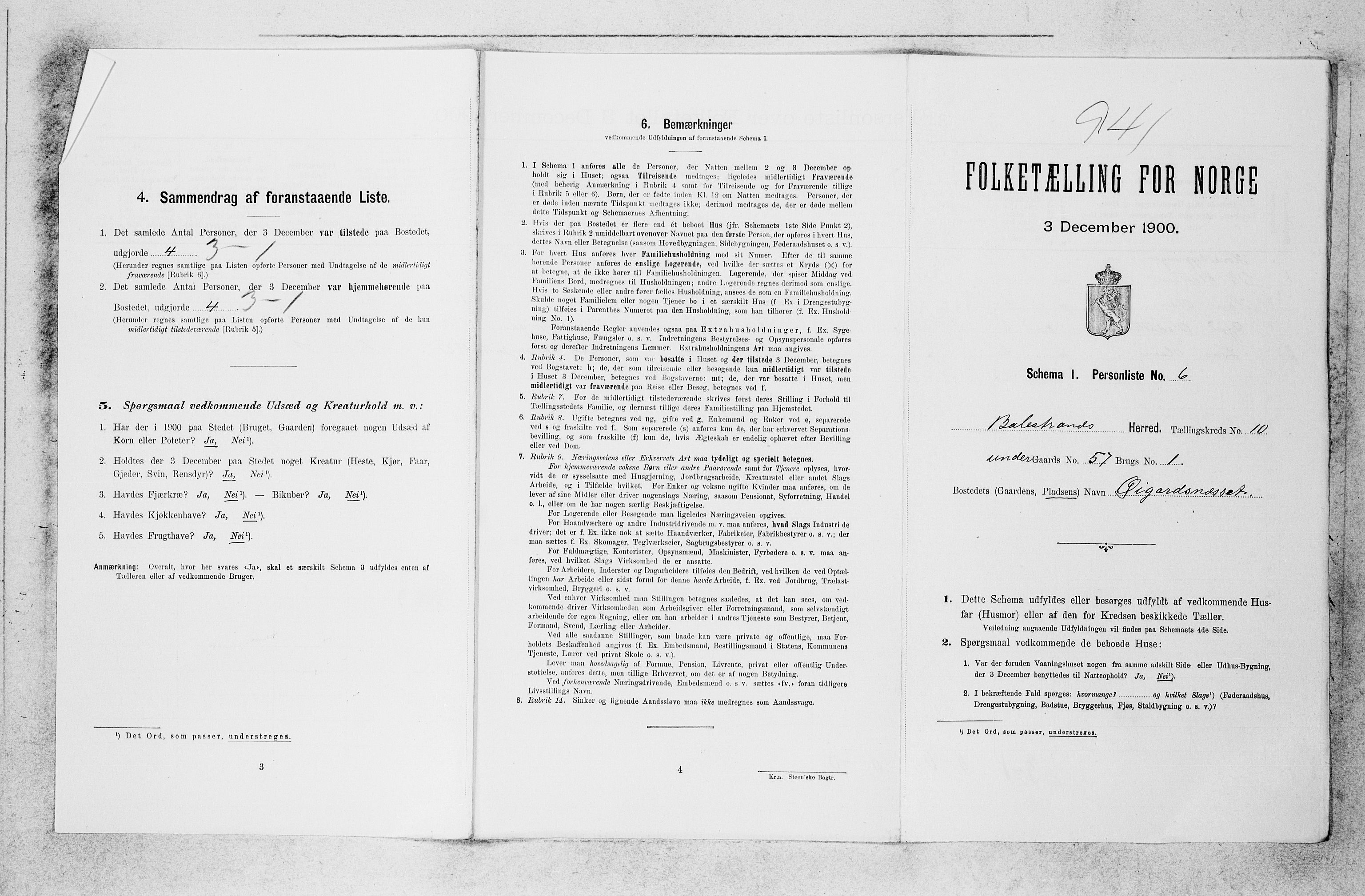 SAB, 1900 census for Balestrand, 1900, p. 639