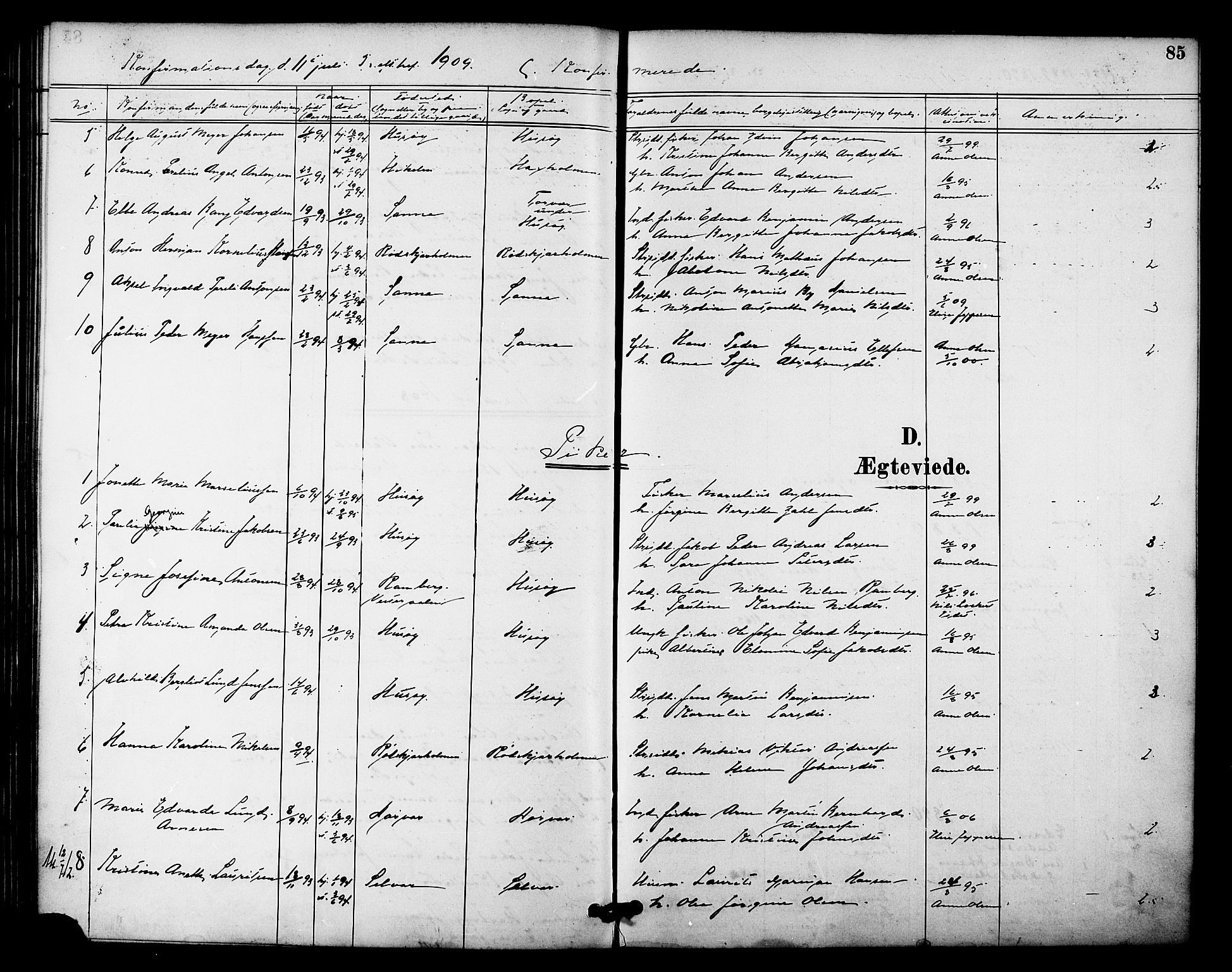 Ministerialprotokoller, klokkerbøker og fødselsregistre - Nordland, SAT/A-1459/840/L0580: Parish register (official) no. 840A02, 1887-1909, p. 85
