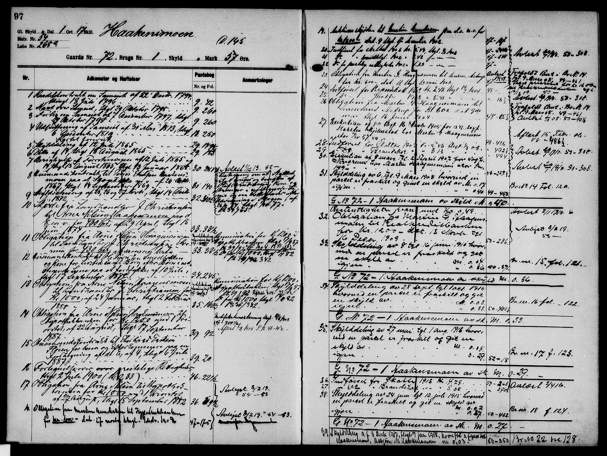 Solør tingrett, AV/SAH-TING-008/H/Ha/Hak/L0006: Mortgage register no. VI, 1900-1935, p. 97